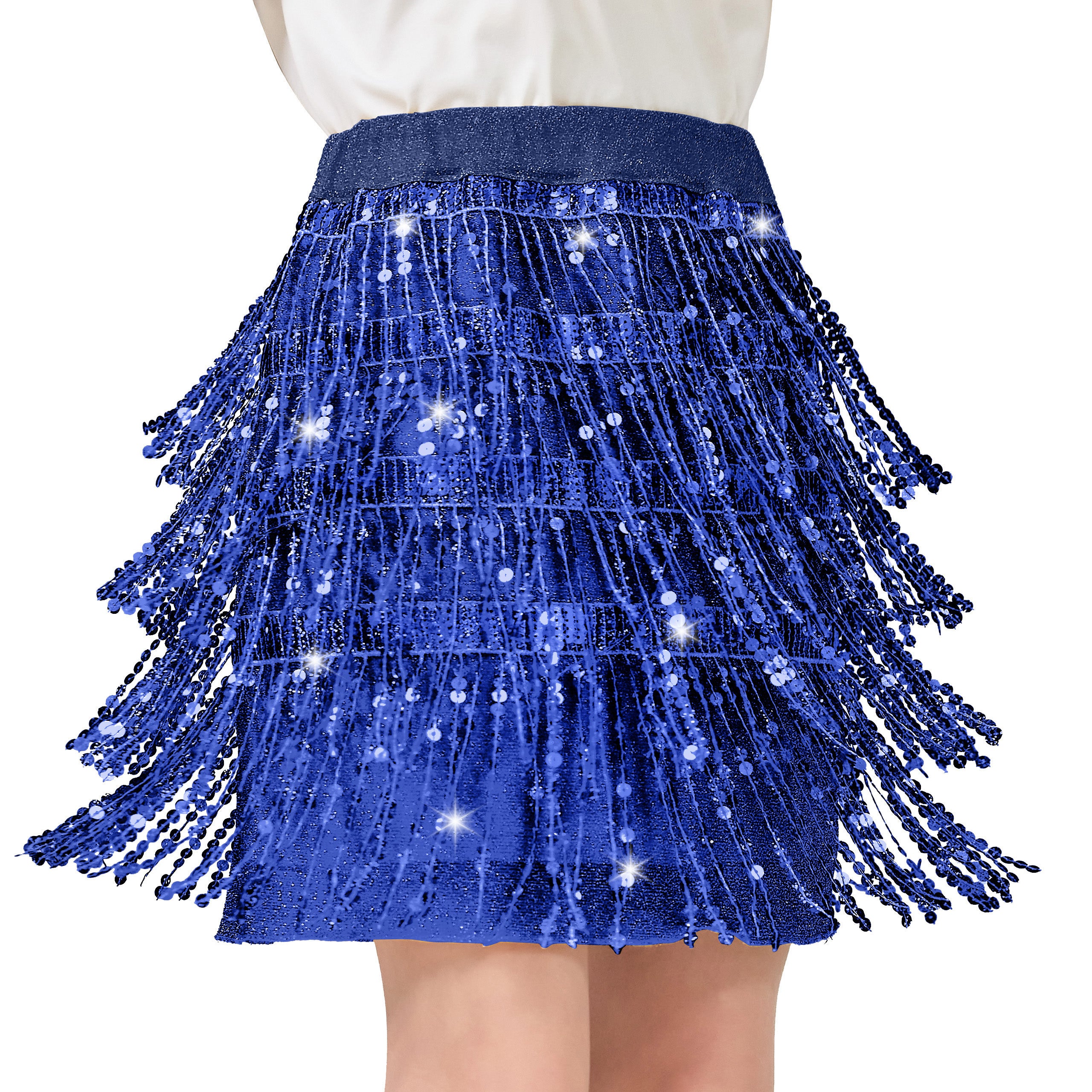 Girls Sequin Fringe Skirts Sparkle