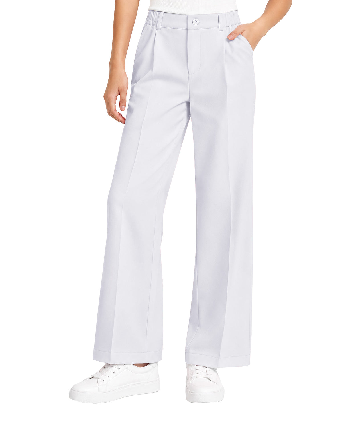 Girls Dress Pants Wide Leg Kids School Uniform Slacks
