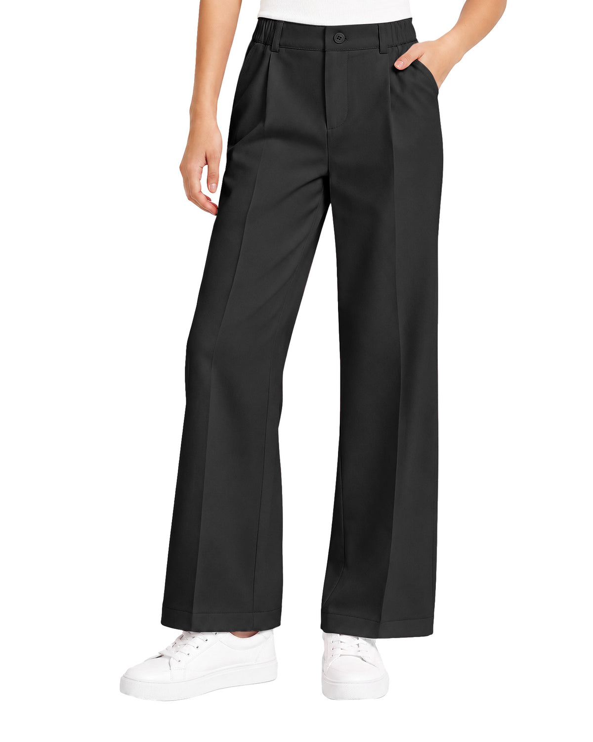 Girls Dress Pants Wide Leg Kids School Uniform Slacks