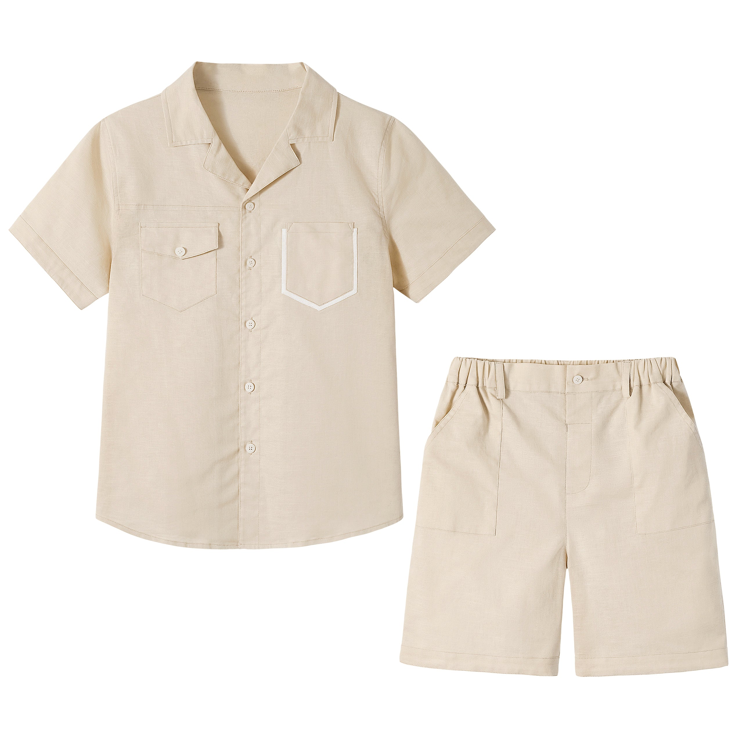 Boys 2 Pieces Linen Set kids Summer Vacation Outfits