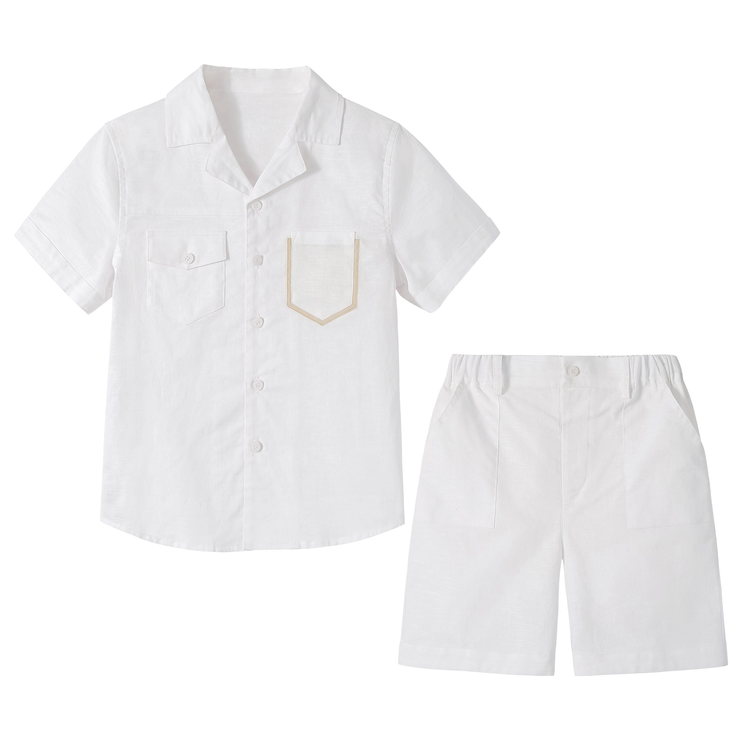 Boys 2 Pieces Linen Set kids Summer Vacation Outfits