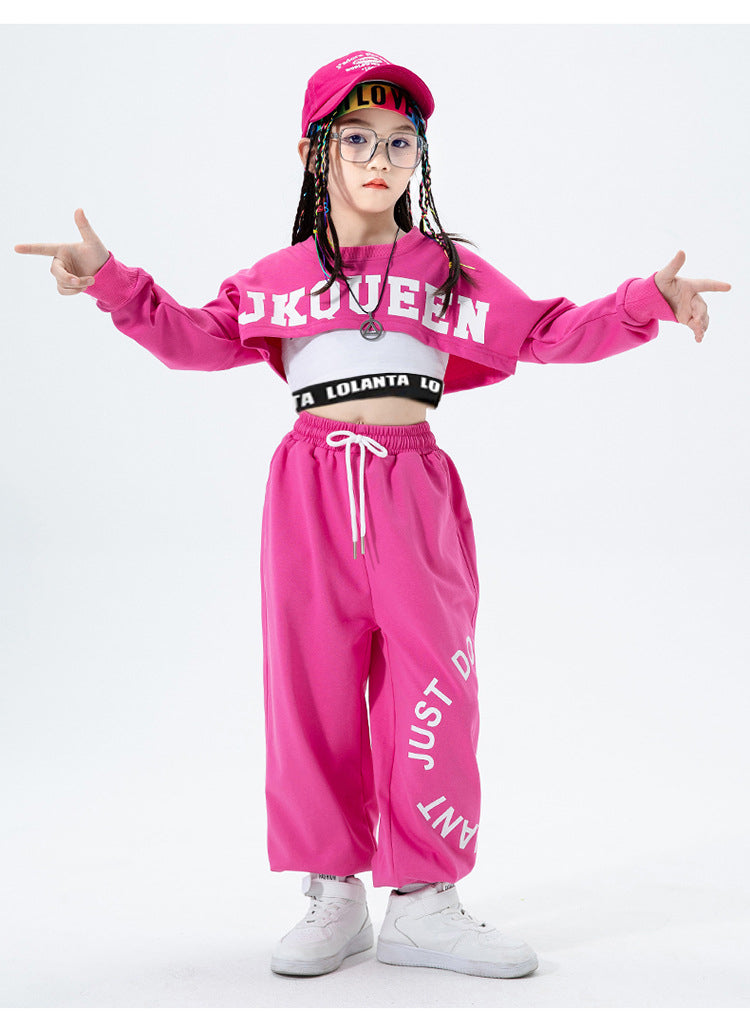 Girls' Jazz Dance Performance Outfit 3Pcs Hip-Hop Jazz Set
