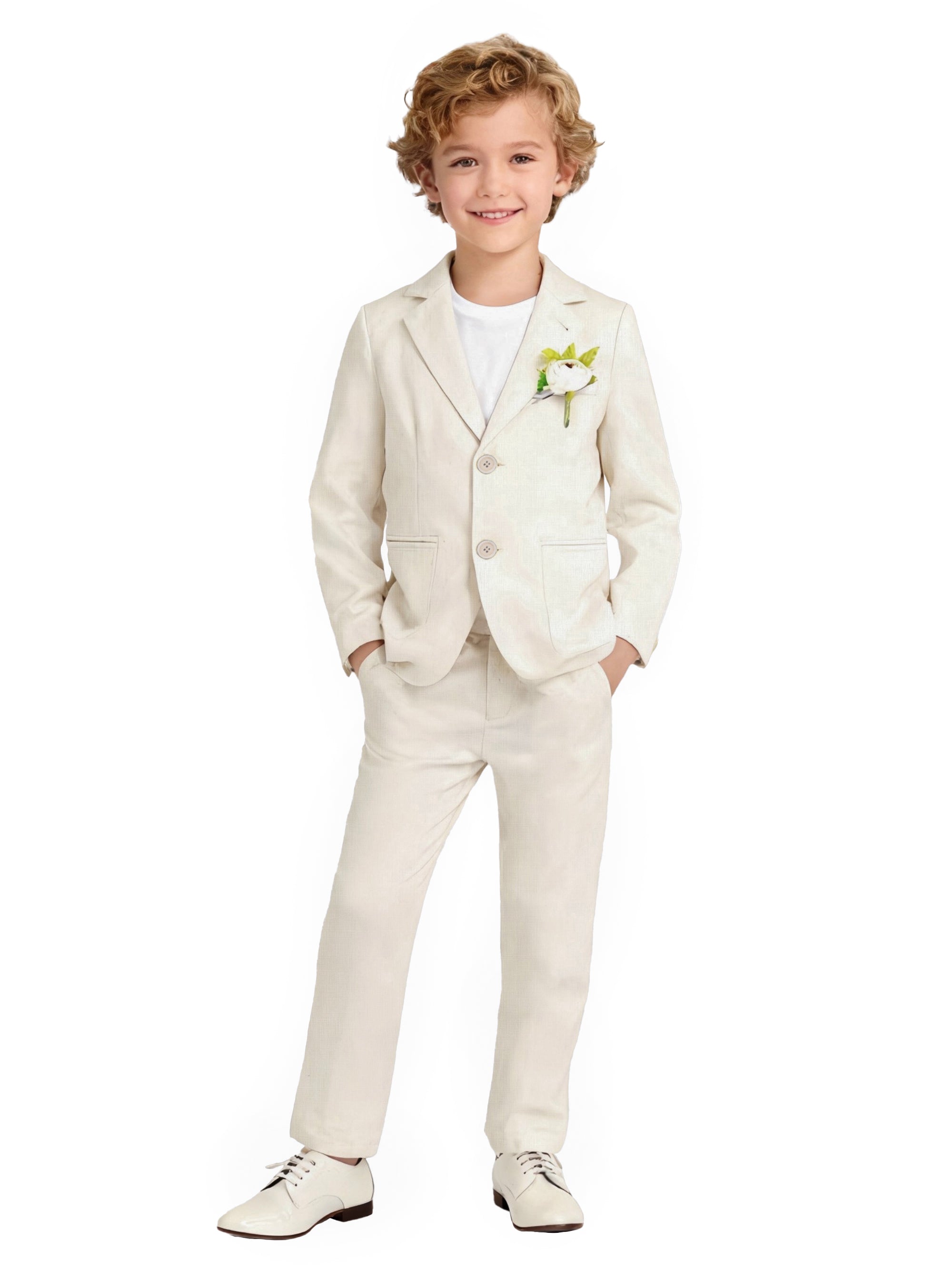 Boys Linen Suit Slim Fit Kids Lightweight Suit