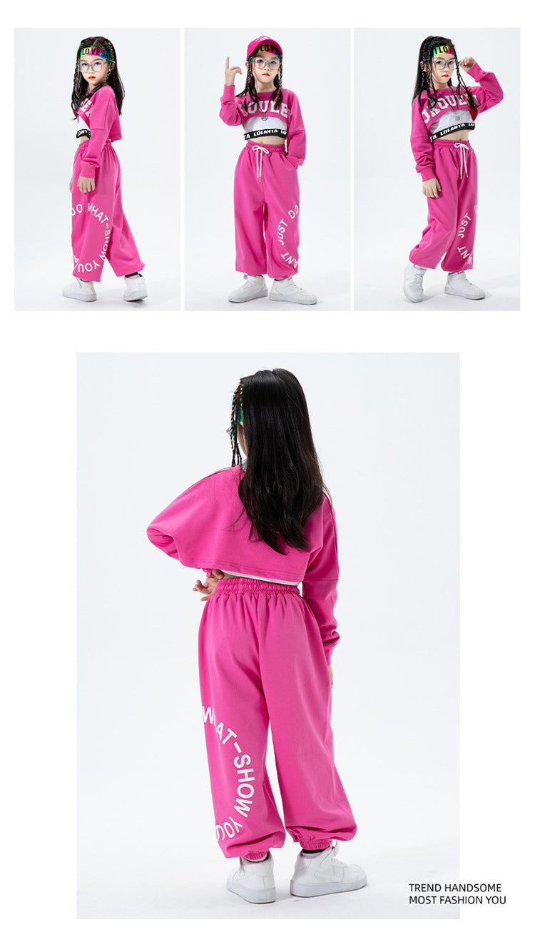 Girls' Jazz Dance Performance Outfit 3Pcs Hip-Hop Jazz Set