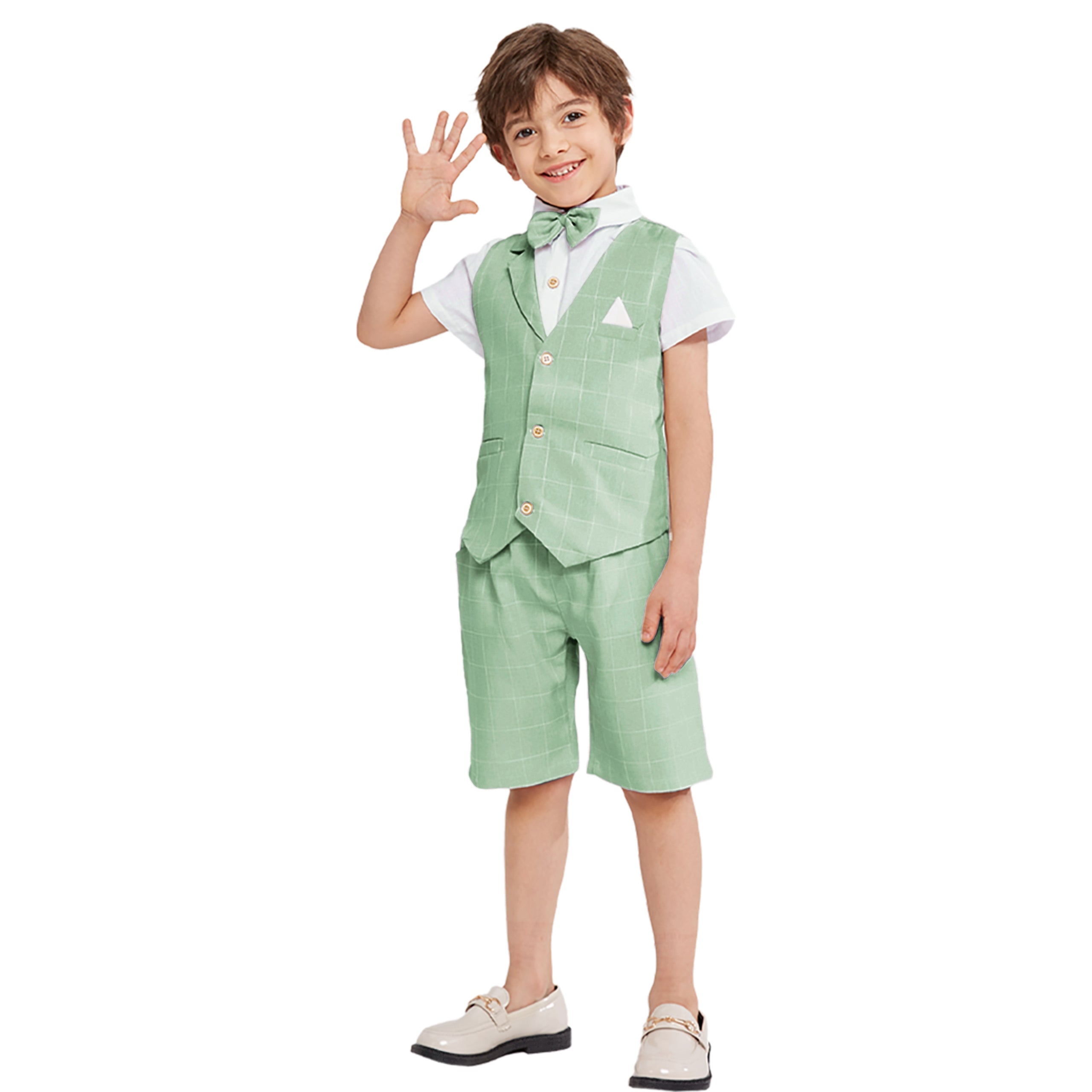 4Pcs Boy Weste Kurzarm Sommer Formal Business Anzug