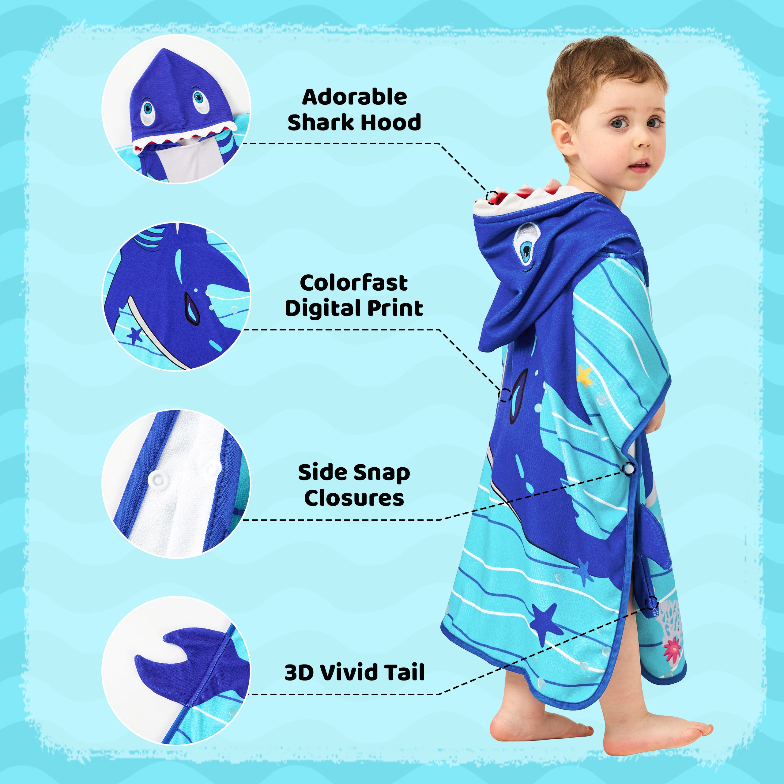 Boys Girls Hooded Bath Towel