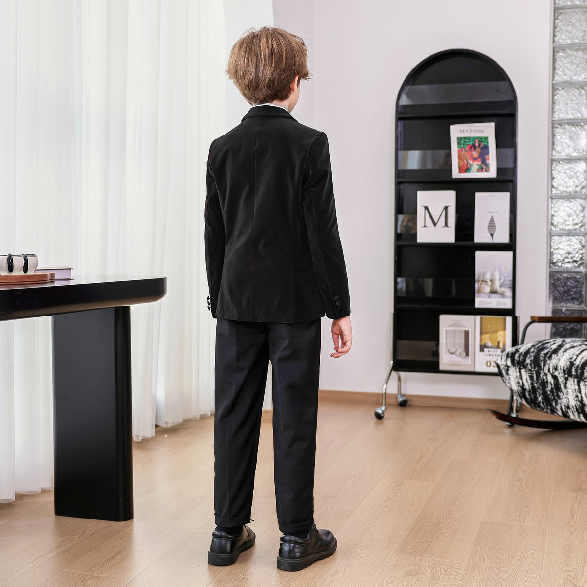 Boys Velvet Suit 4 Piece Slim Fit Tuxedo Formal Ring Bearer Outfit