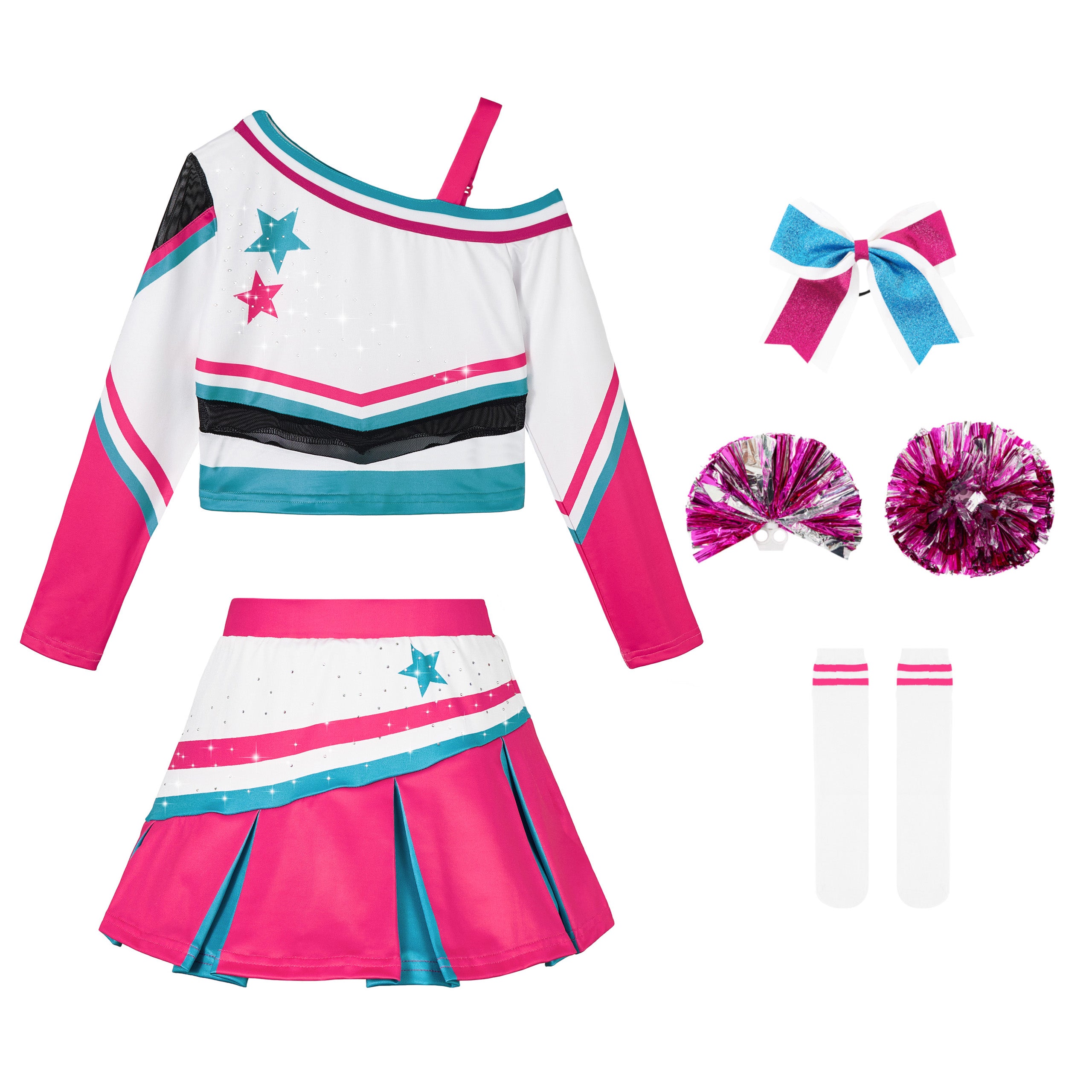 Girls Cold-Shoulder Cheerleader Costume