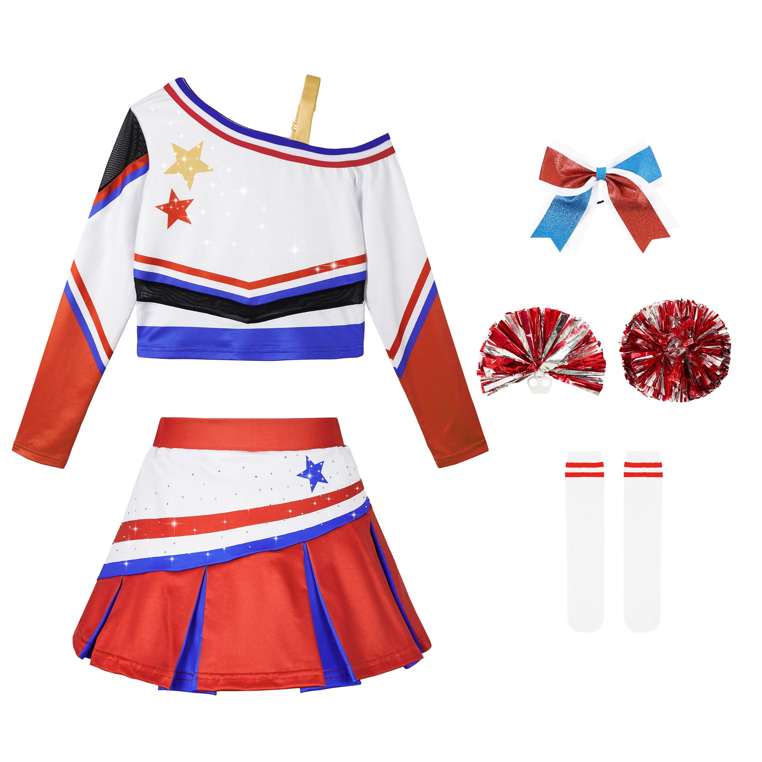 Girls Cold-Shoulder Cheerleader Costume