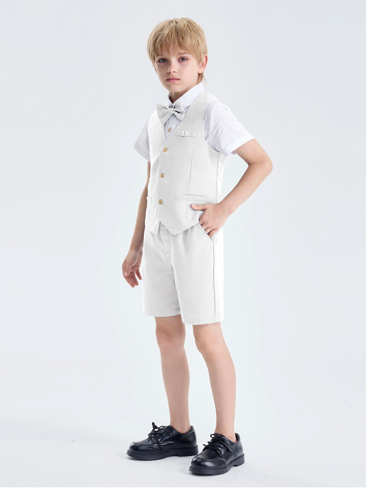 Boys Linen Suit 4 Piece Summer Gentleman Outfit