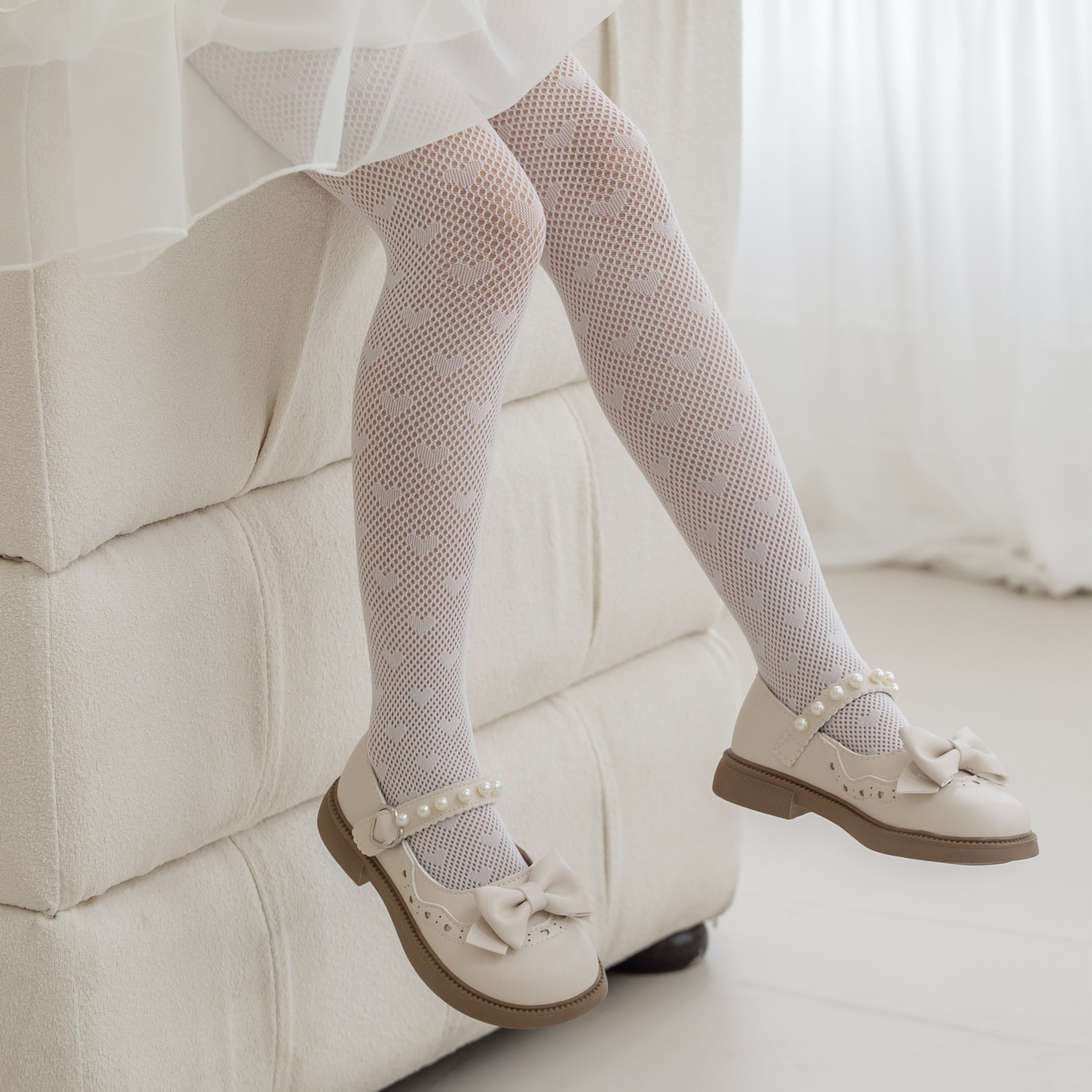 Girls Lace Tights Kids Sheer Patterned Fishnet Stockings 2 Pack Hollow Dance Pantyhose