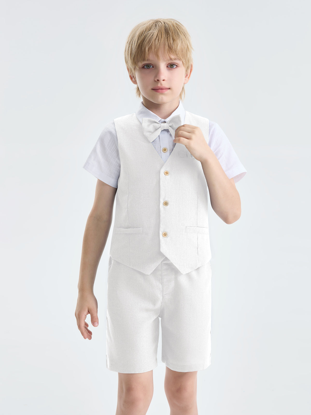 Boys Linen Suit 4 Piece Summer Gentleman Outfit