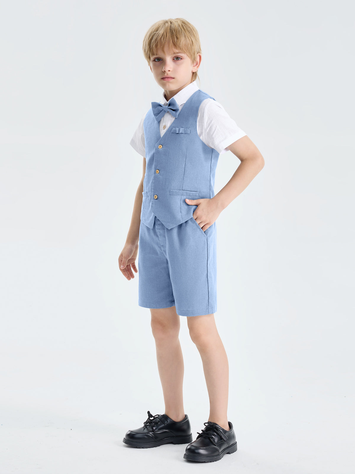 Boys Linen Suit 4 Piece Summer Gentleman Outfit