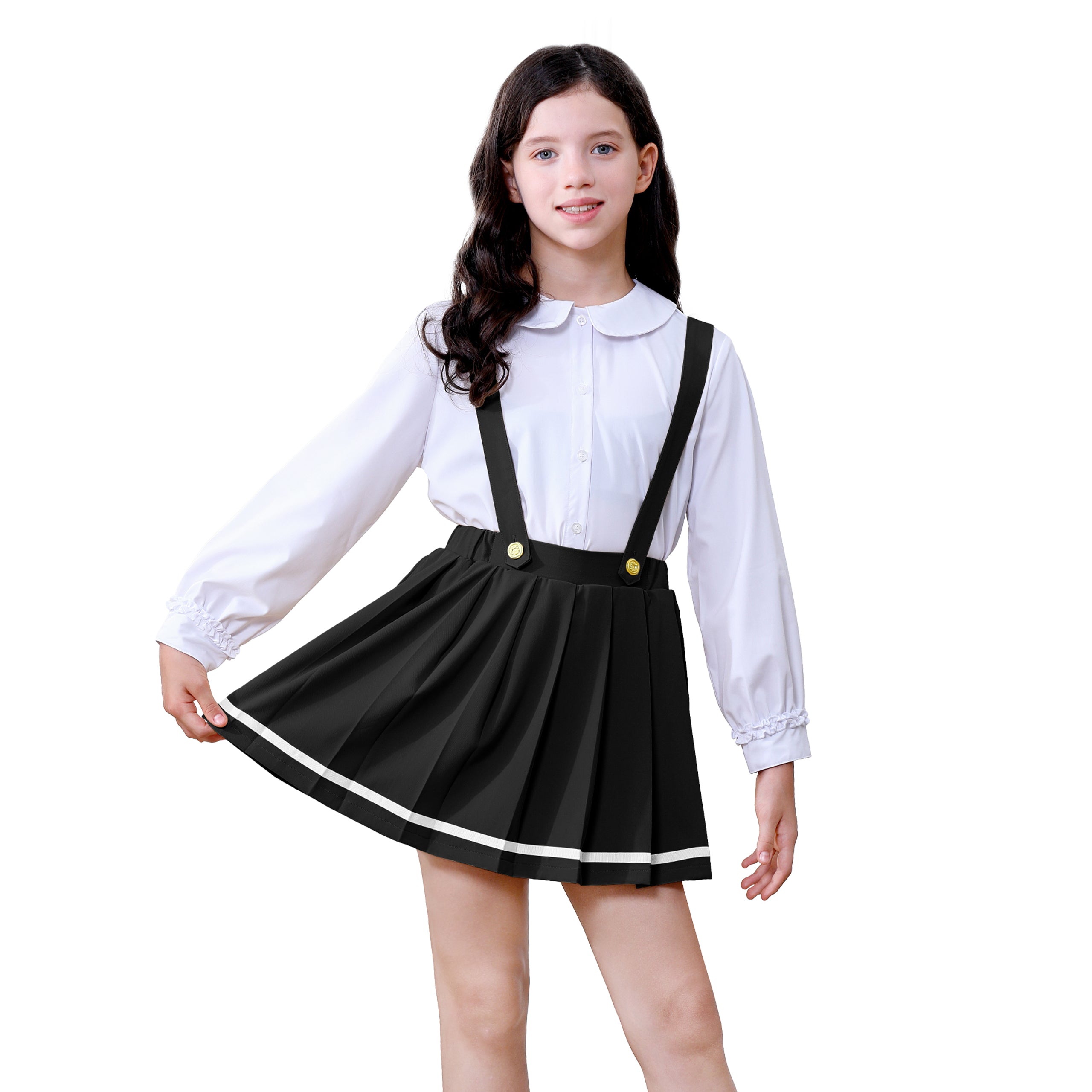 Girls Suspender Skirts Kids Formal Pleated Skort