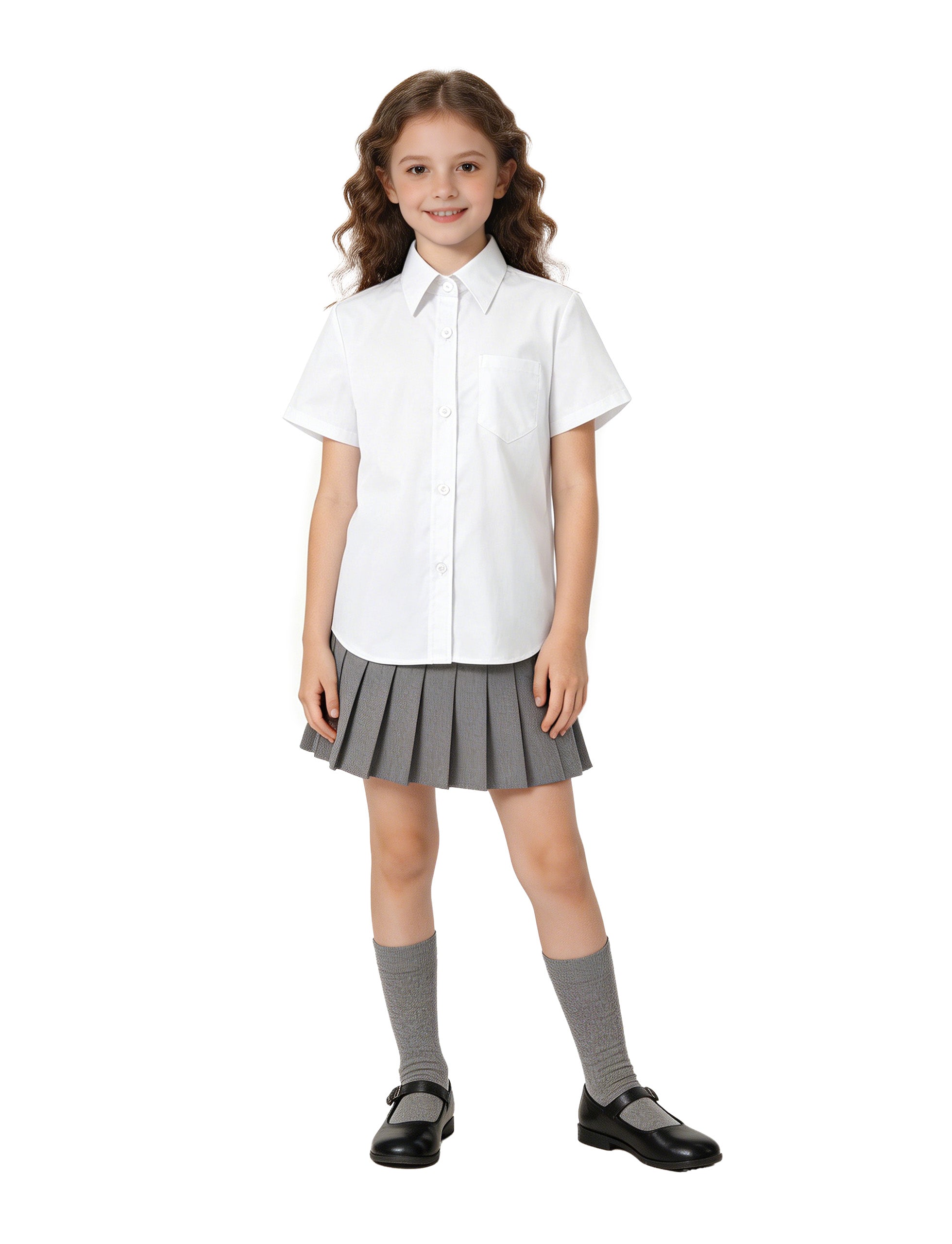 Girls Short Sleeve Button Down Shirts