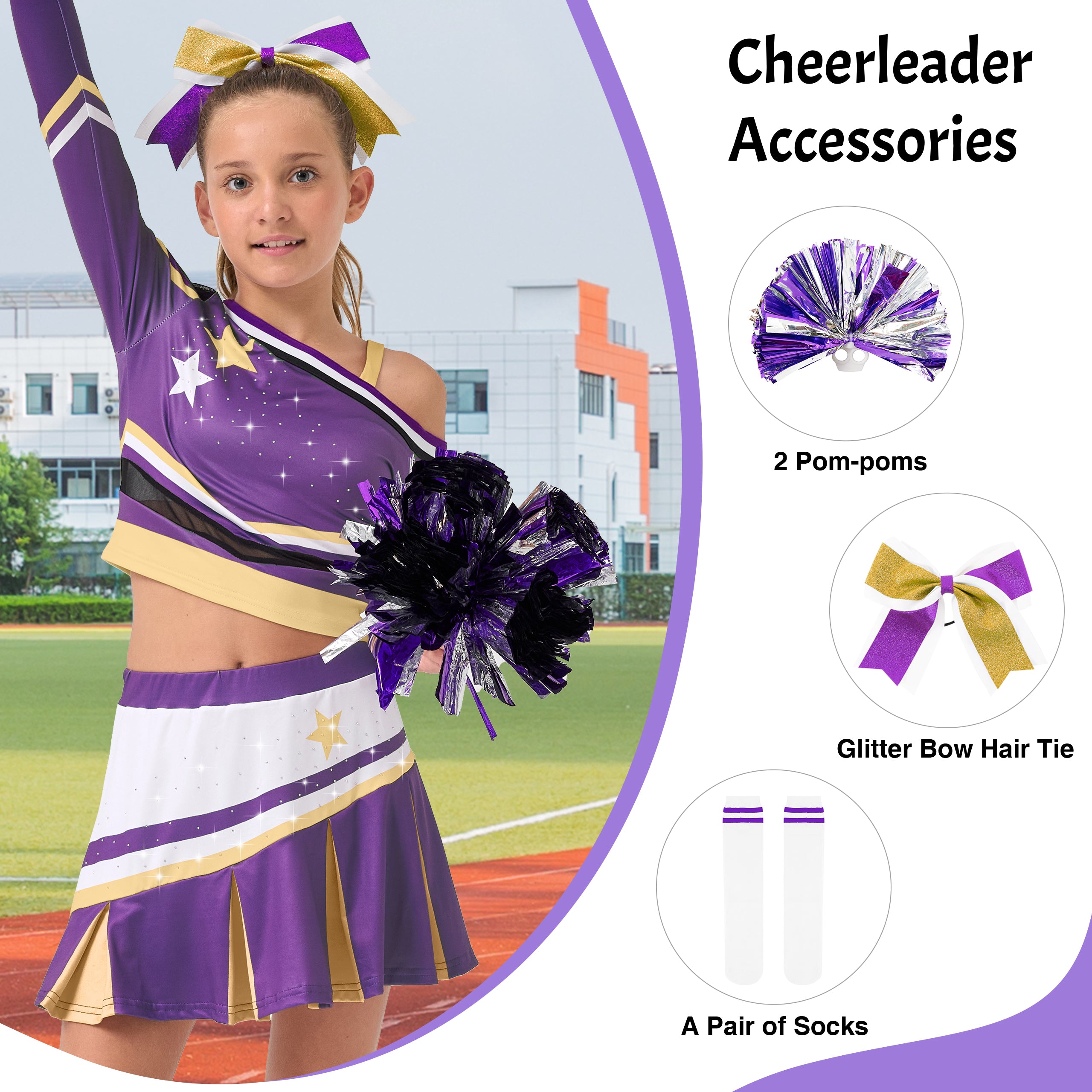 Girls Cold-Shoulder Cheerleader Costume