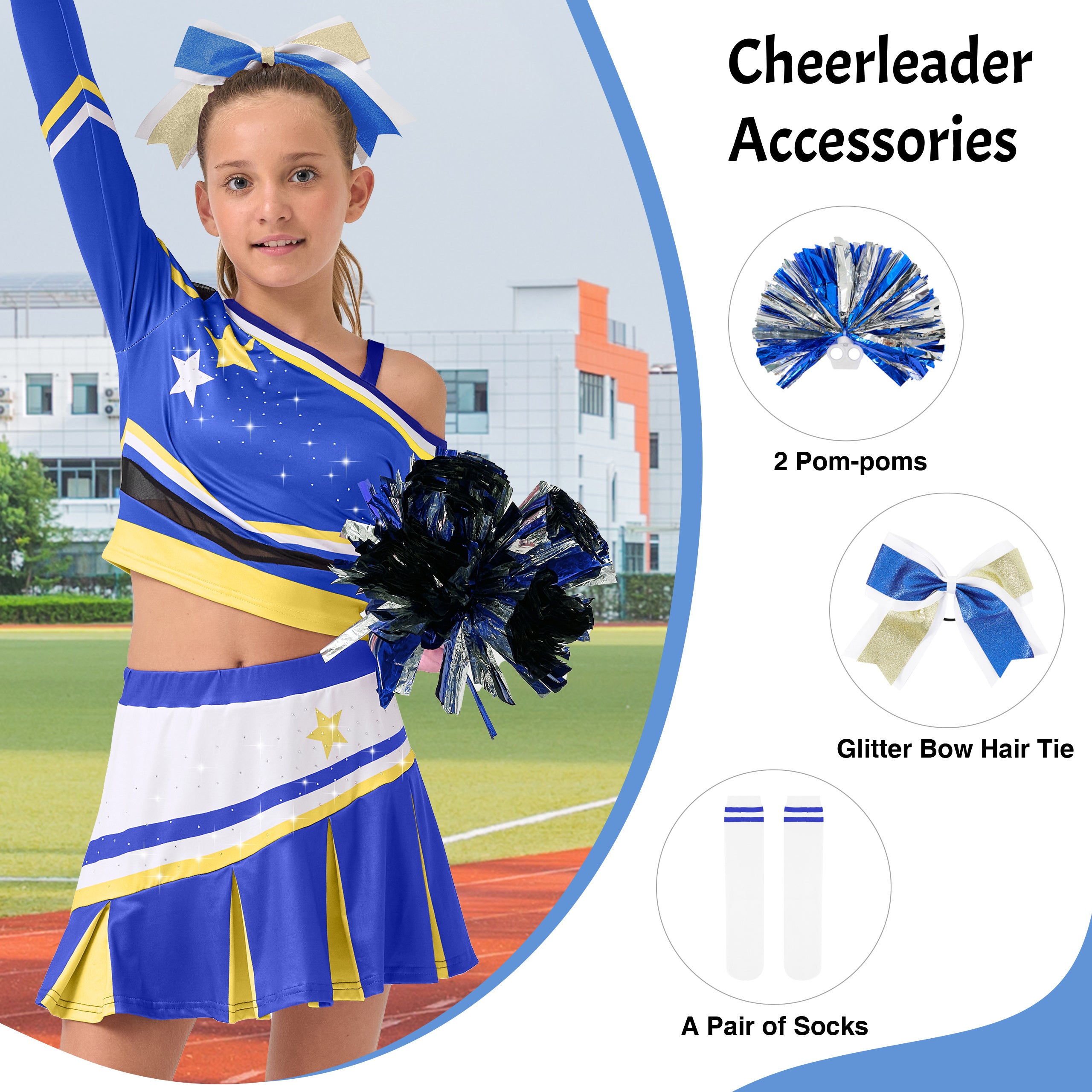 Girls Cold-Shoulder Cheerleader Costume