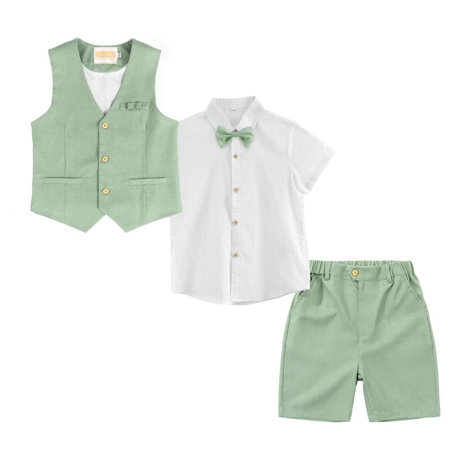 Boys Linen Suit 4 Piece Summer Gentleman Outfit