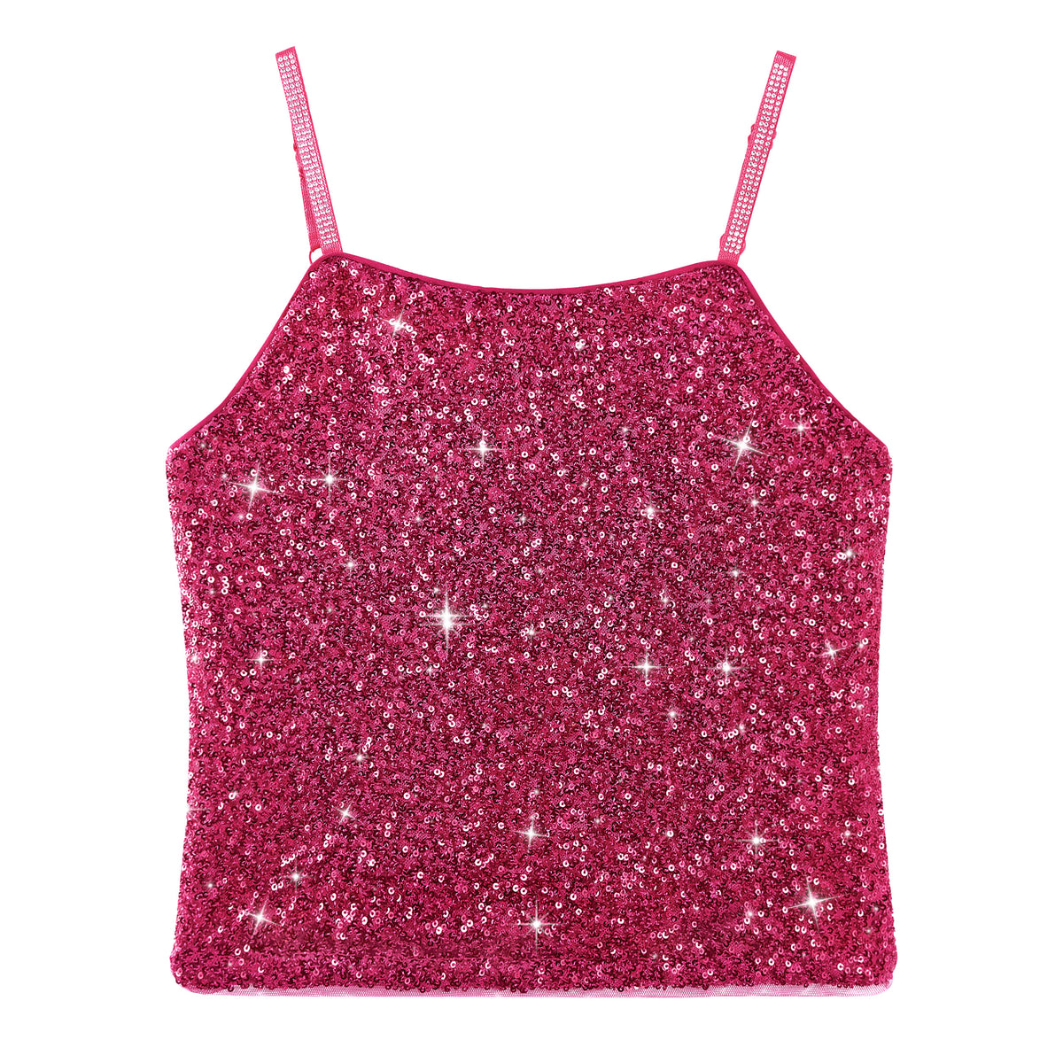 Girls Sequin Tank Tops Sparkly Camisole Stretchy Dance Shirt