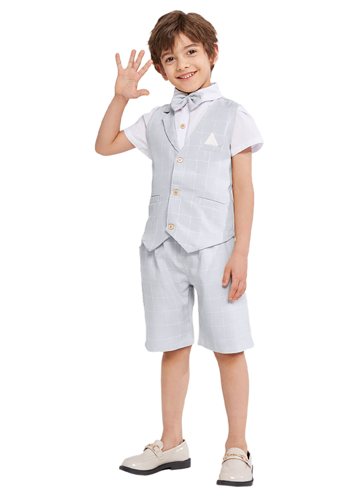 4Pcs Boy Weste Kurzarm Sommer Formal Business Anzug