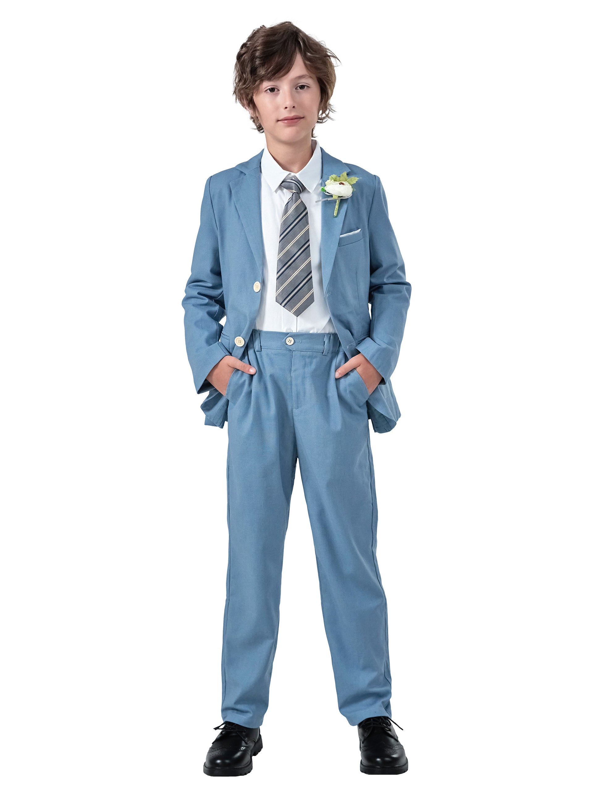 Boys Linen Suit Slim Fit Kids Lightweight Suit