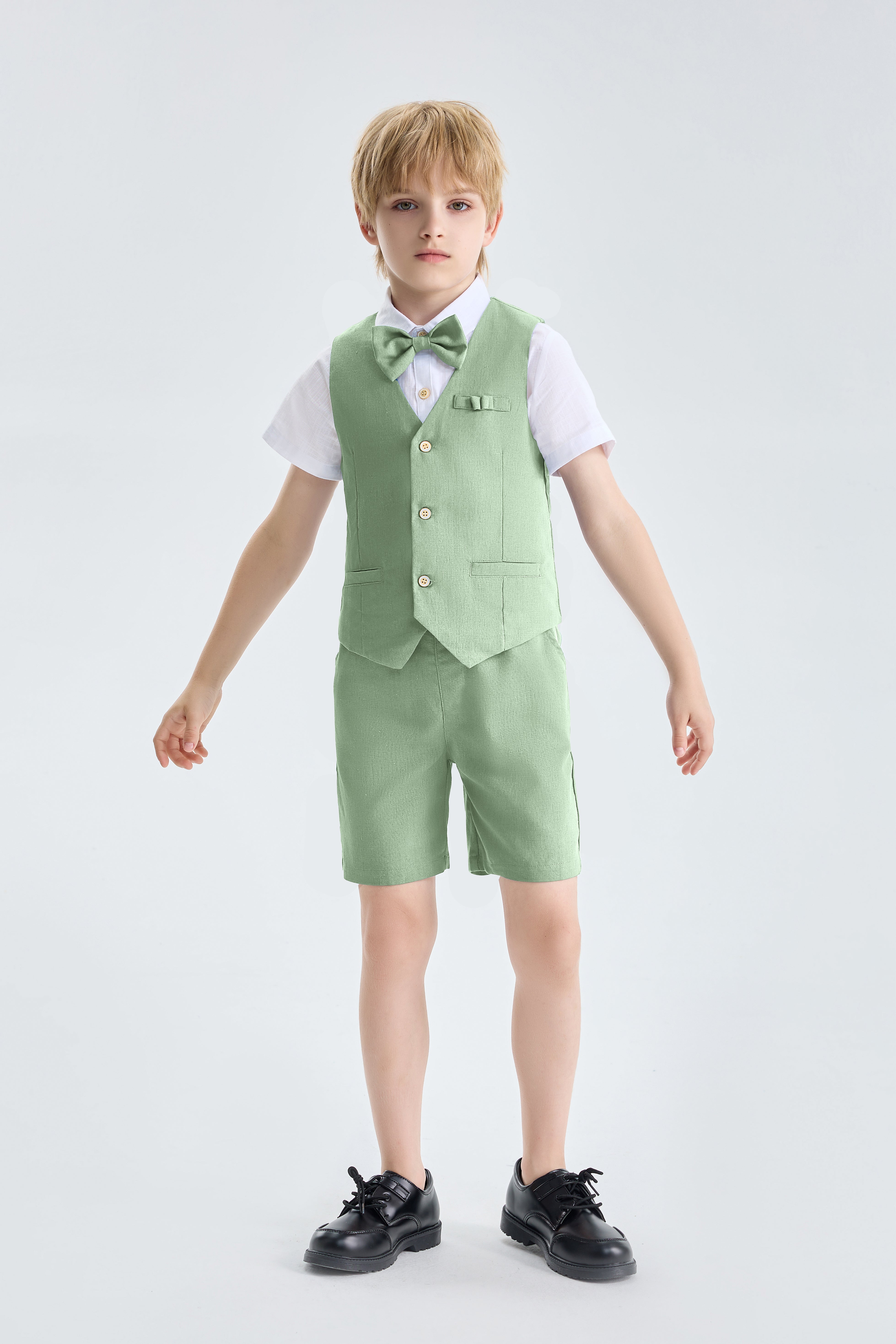 Boys Linen Suit 4 Piece Summer Gentleman Outfit