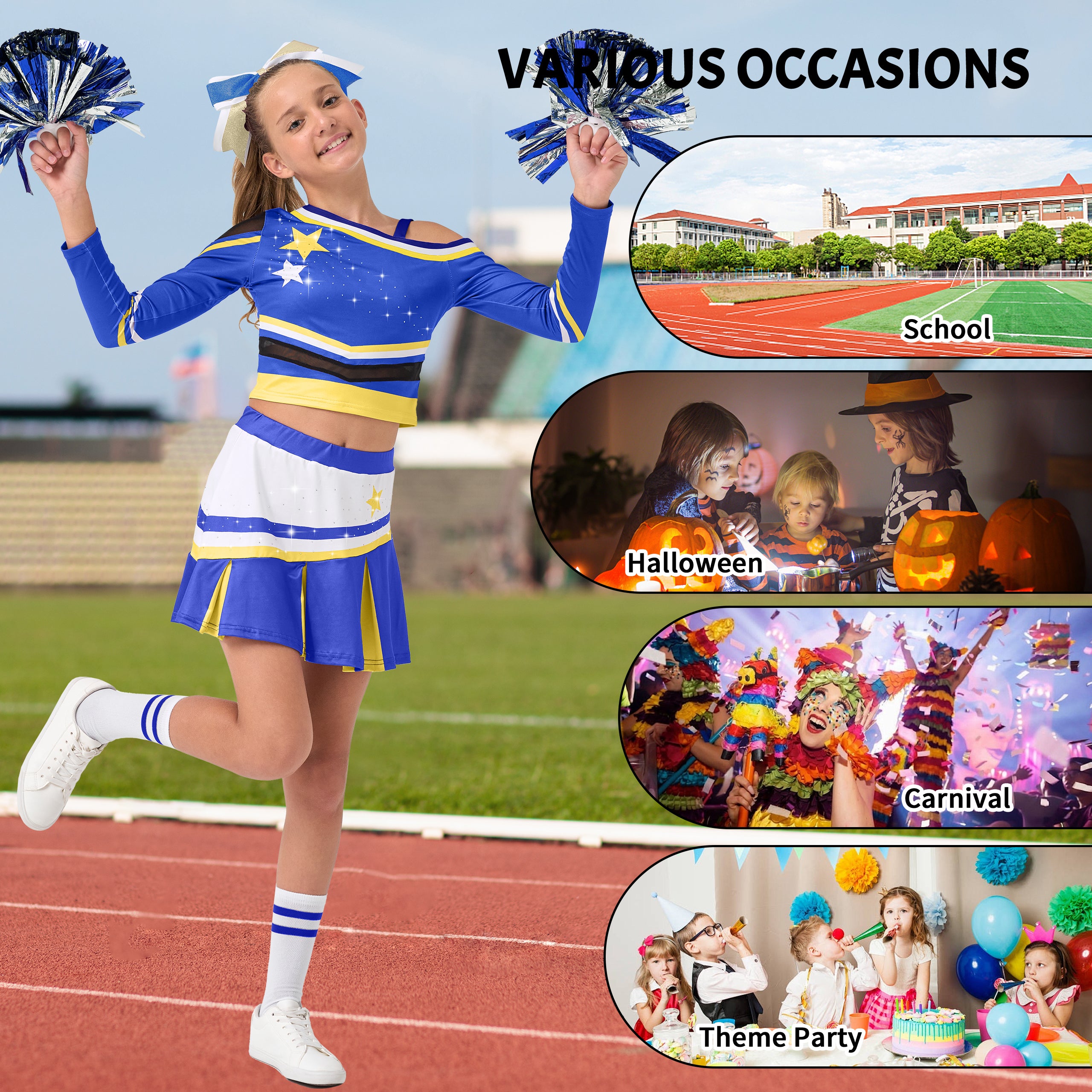 Girls Cold-Shoulder Cheerleader Costume