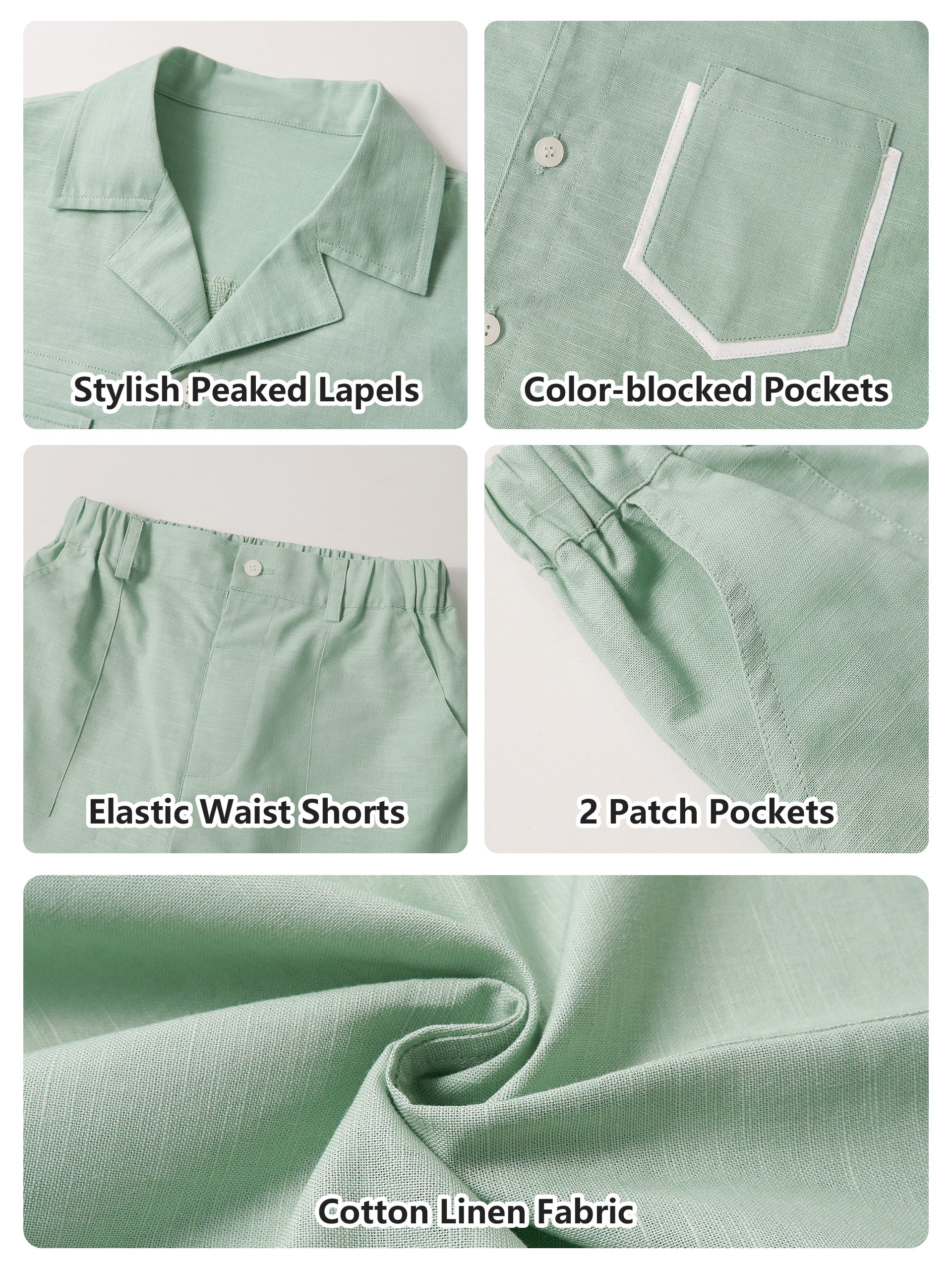 Boys 2 Pieces Linen Set kids Summer Vacation Outfits