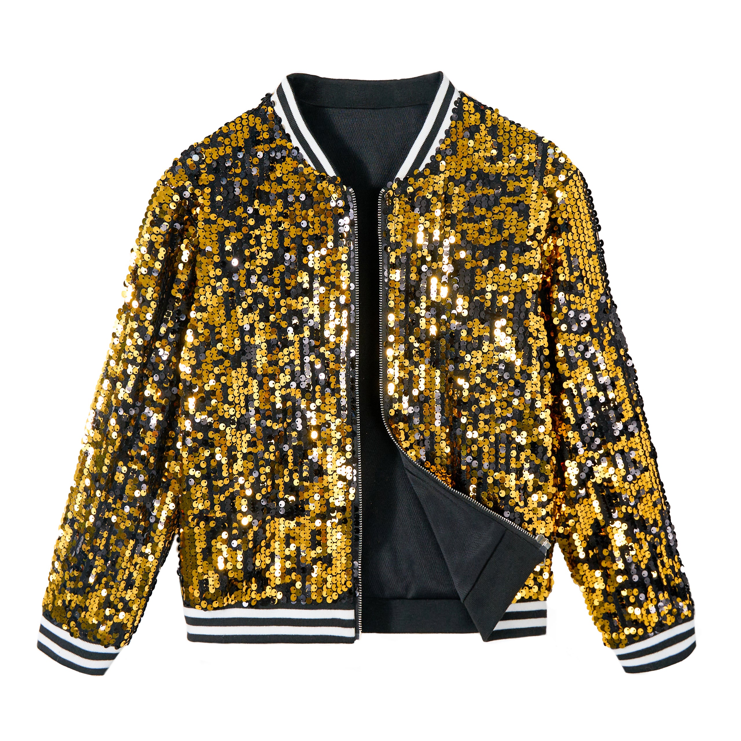 Girls Sequin Jacket Long Sleeve Kids Bomber Coats