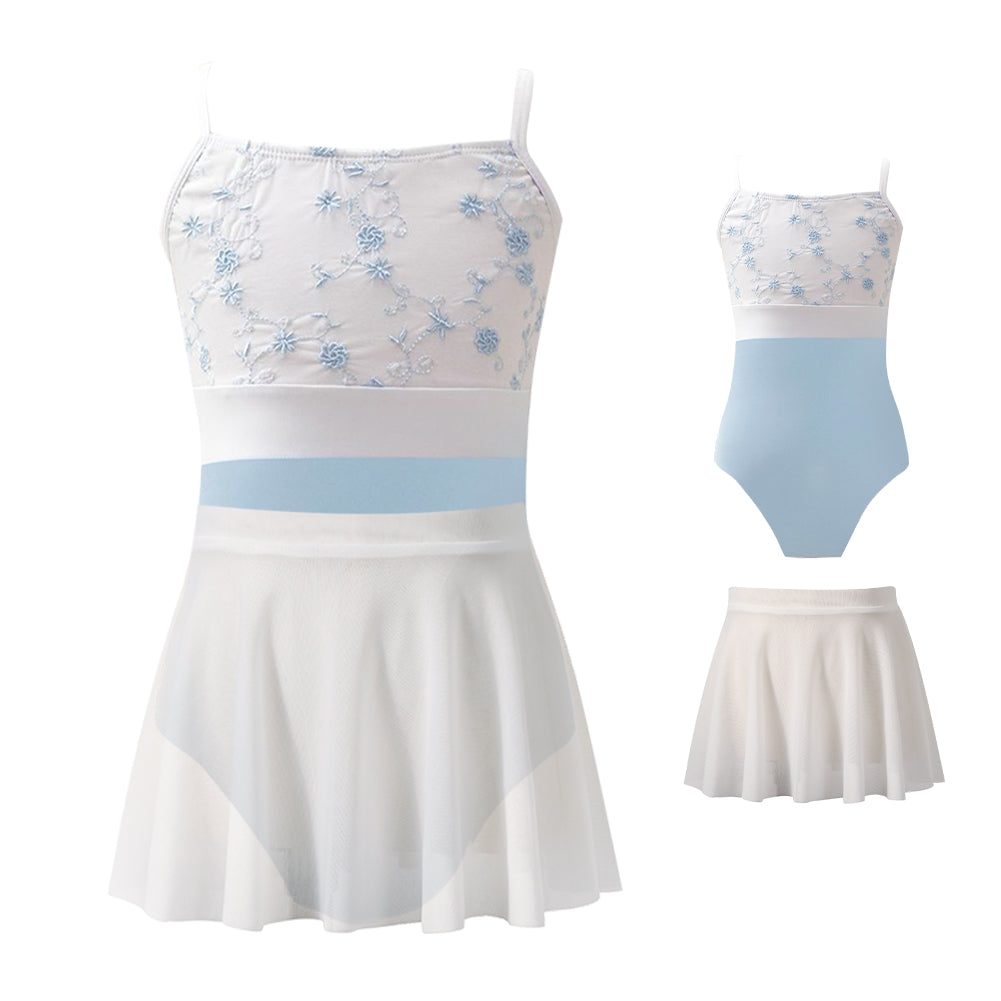 Girls’ Ballet Dancewear Camisole Leotard Mesh Skirt 2-Piece Set