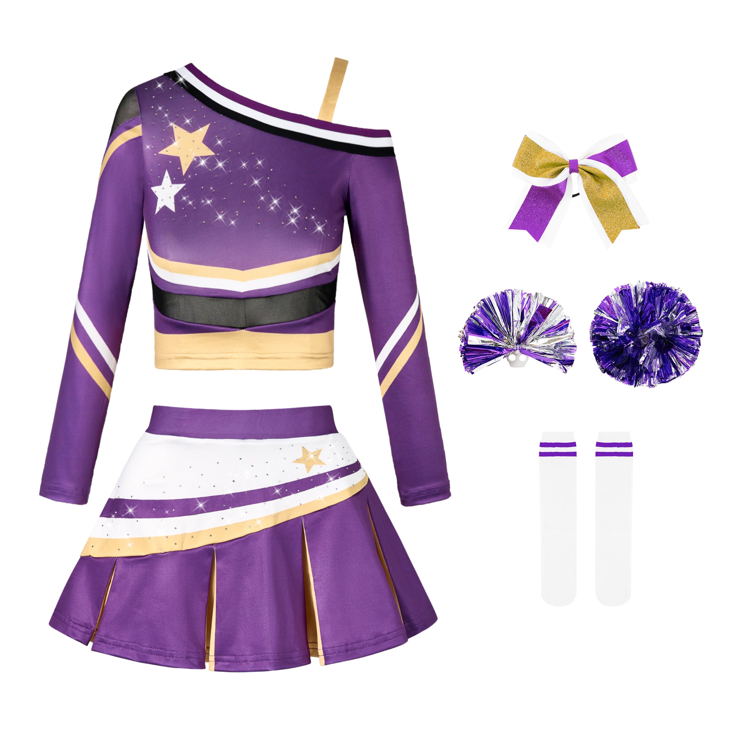 Girls Cold-Shoulder Cheerleader Costume