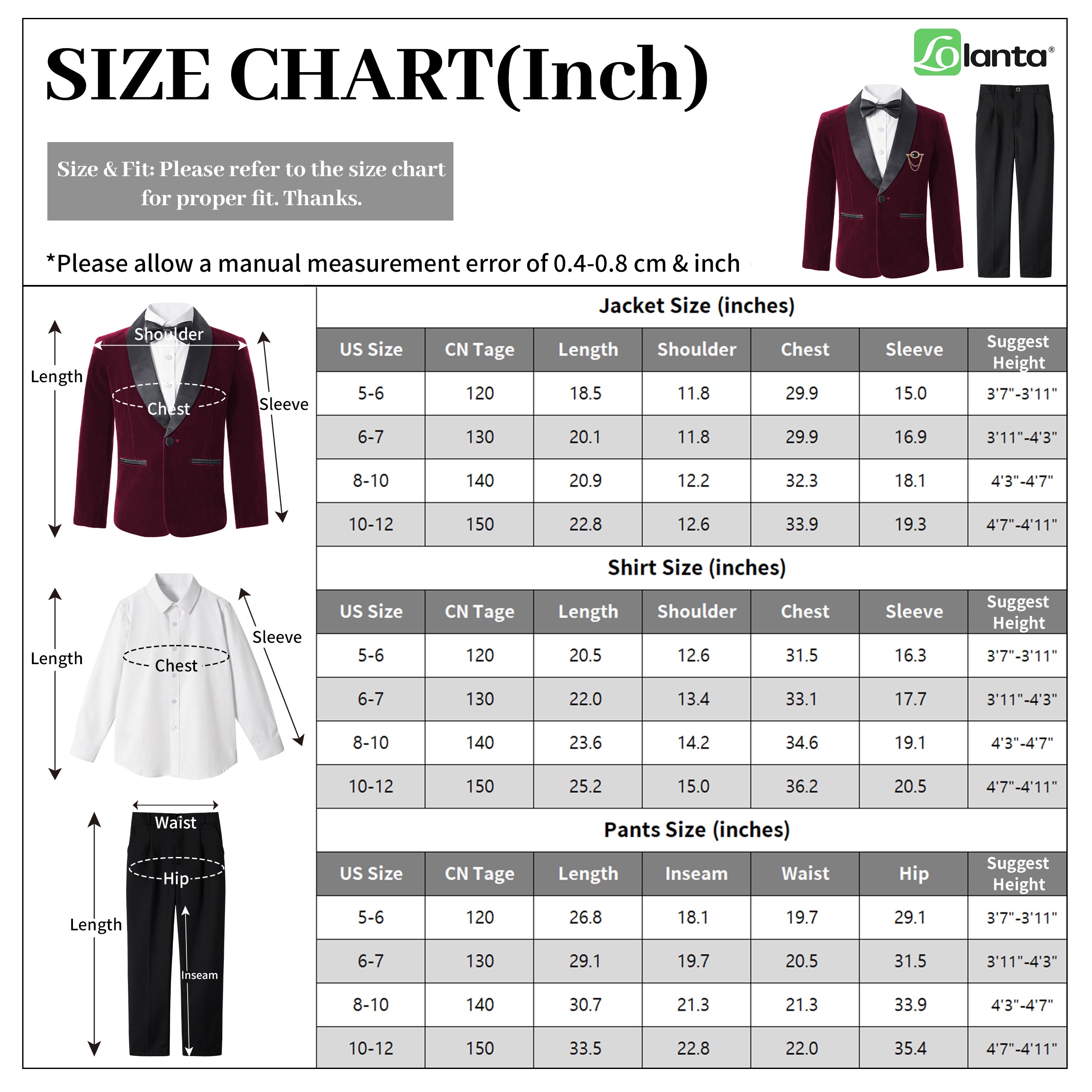 Boys 4 Piece Velvet Suit Formal Tuxedo Kids Slim Fit Blazer Dress Shirt Pants Outfit