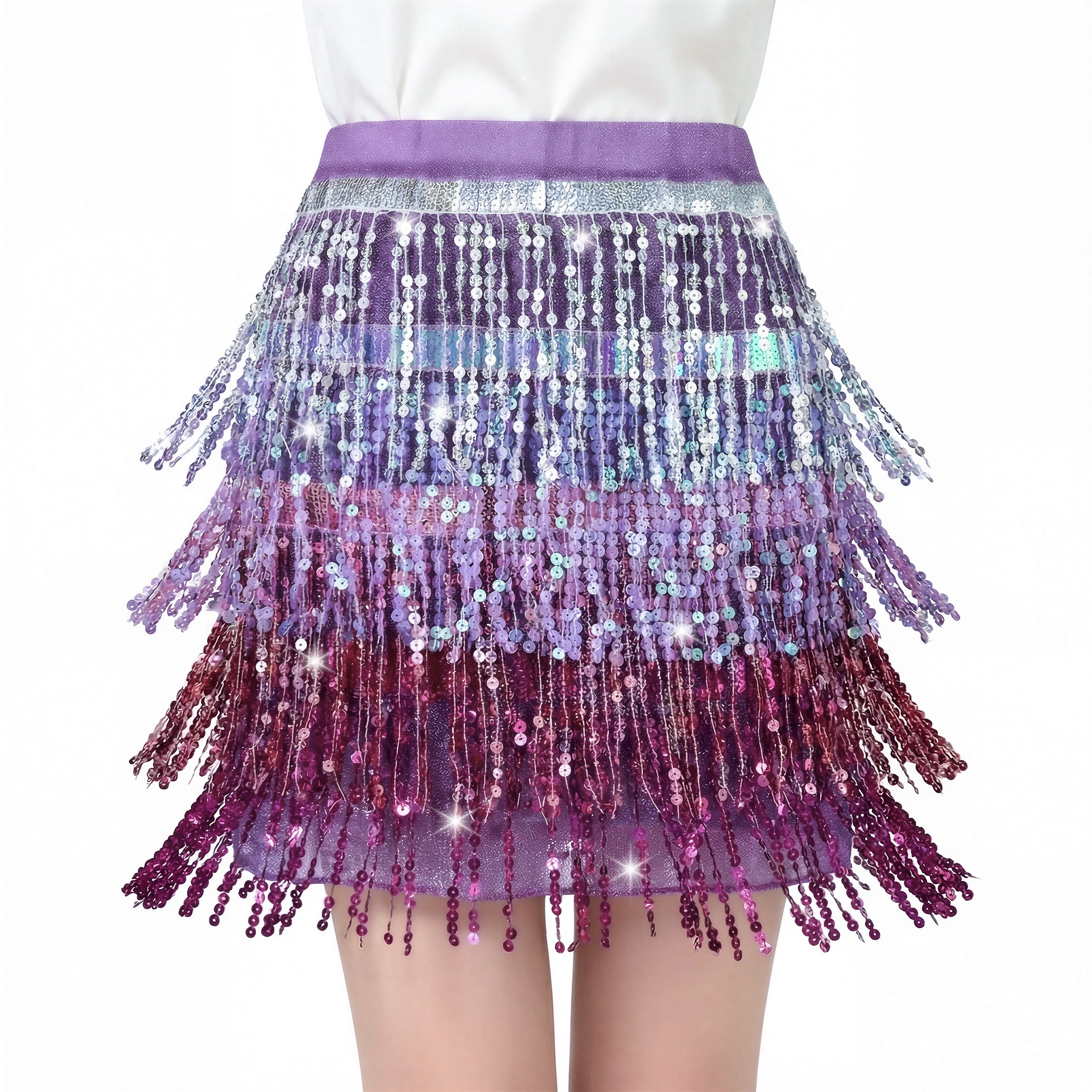 Girls Sequin Fringe Skirts Sparkle
