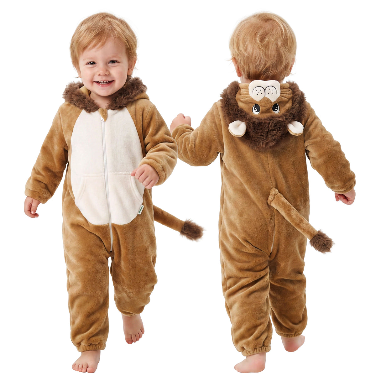 Unisex Baby Animal Costume Toddler Boys Girls Flannel Hooded Onesie