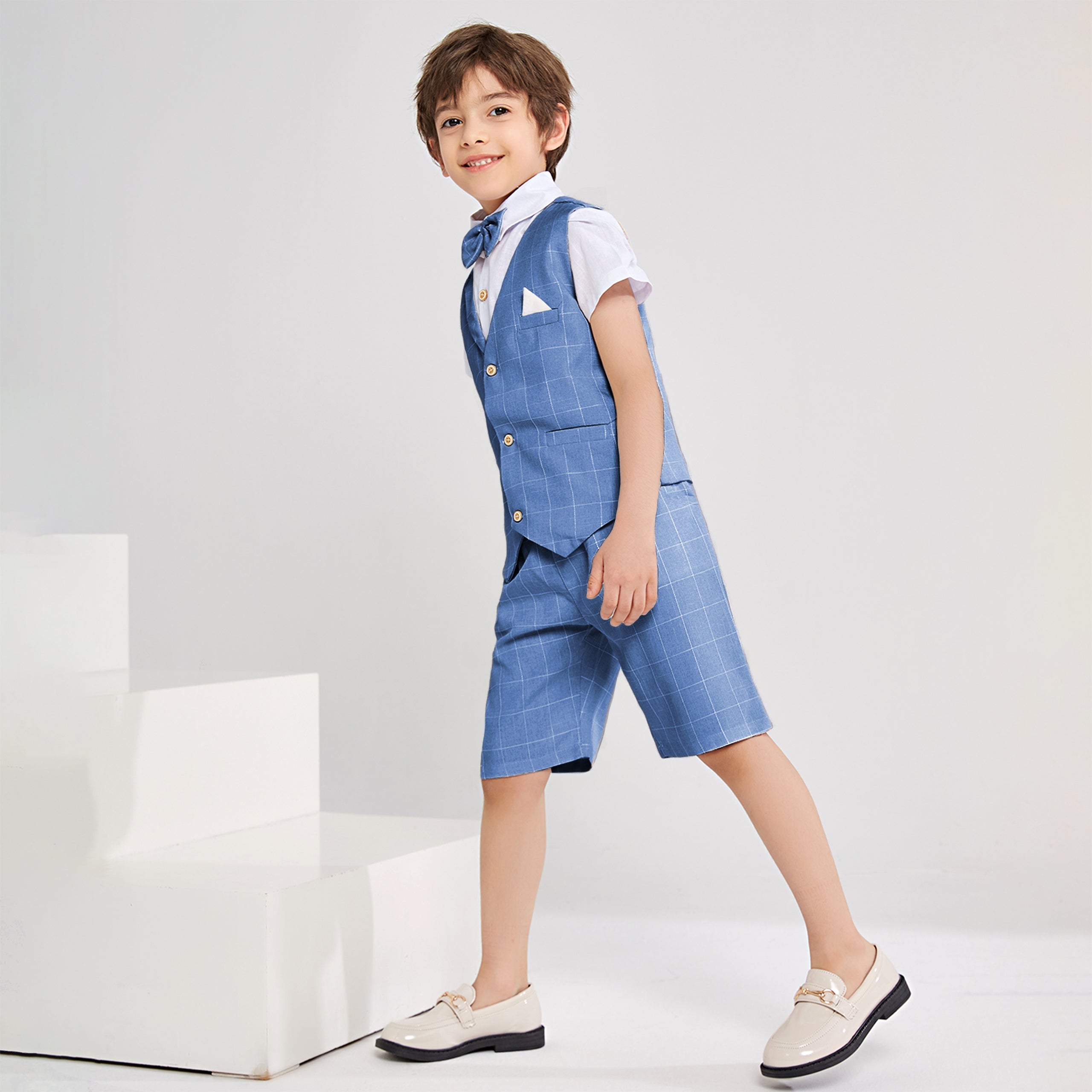 4Pcs Boy Weste Kurzarm Sommer Formal Business Anzug