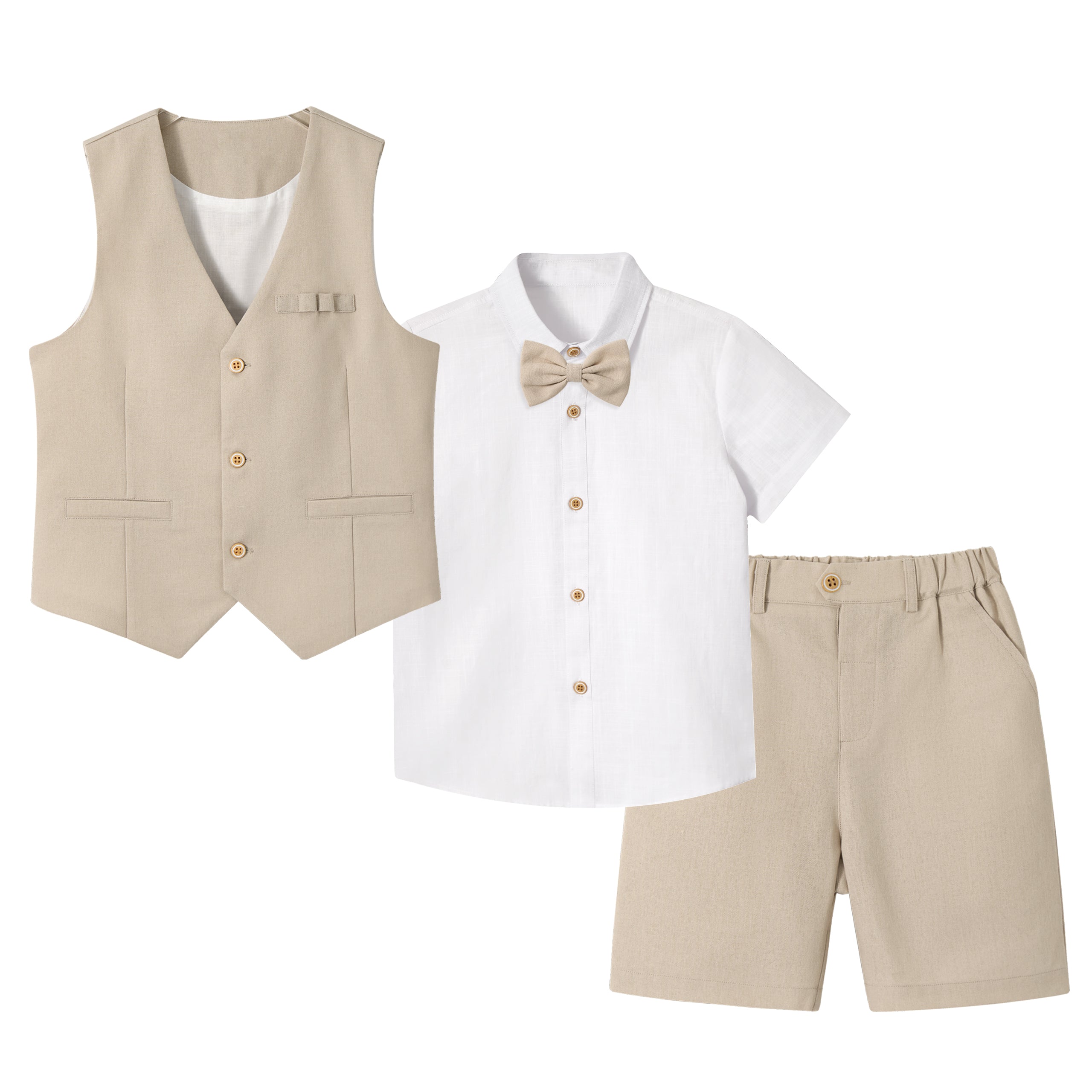 Boys Linen Suit 4 Piece Summer Gentleman Outfit