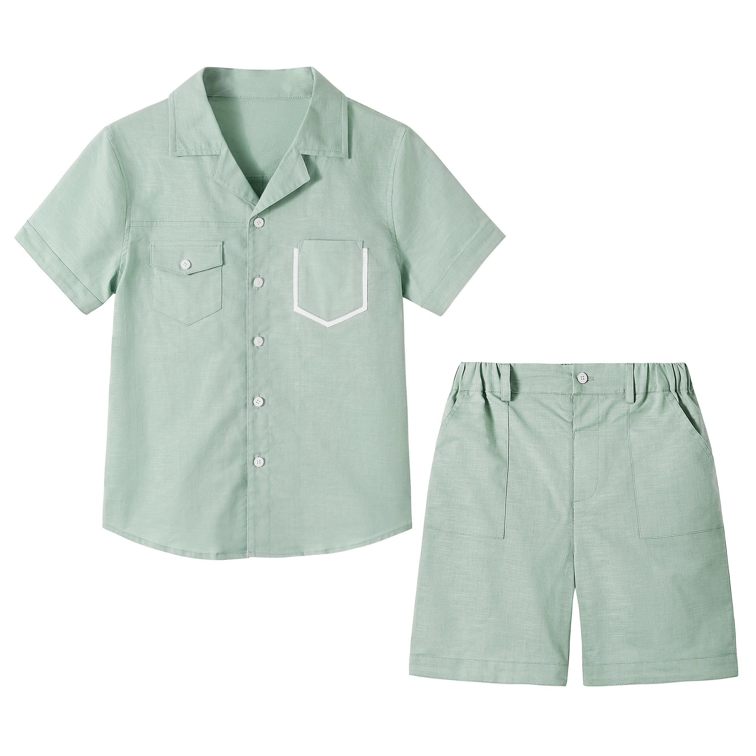 Boys 2 Pieces Linen Set kids Summer Vacation Outfits
