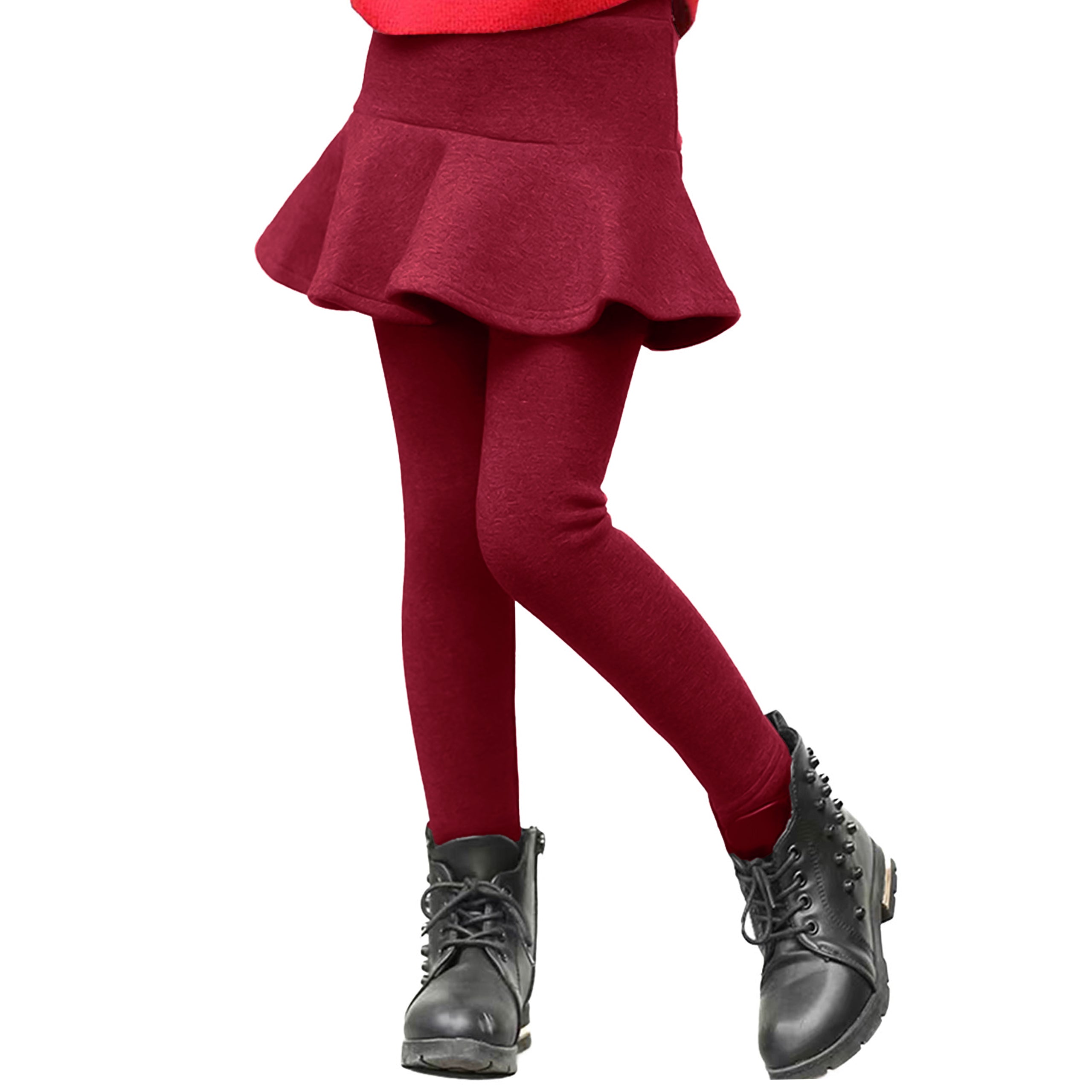 Girl's Fleece Lined Leggings with Skirt Warm Winter Snow Pants