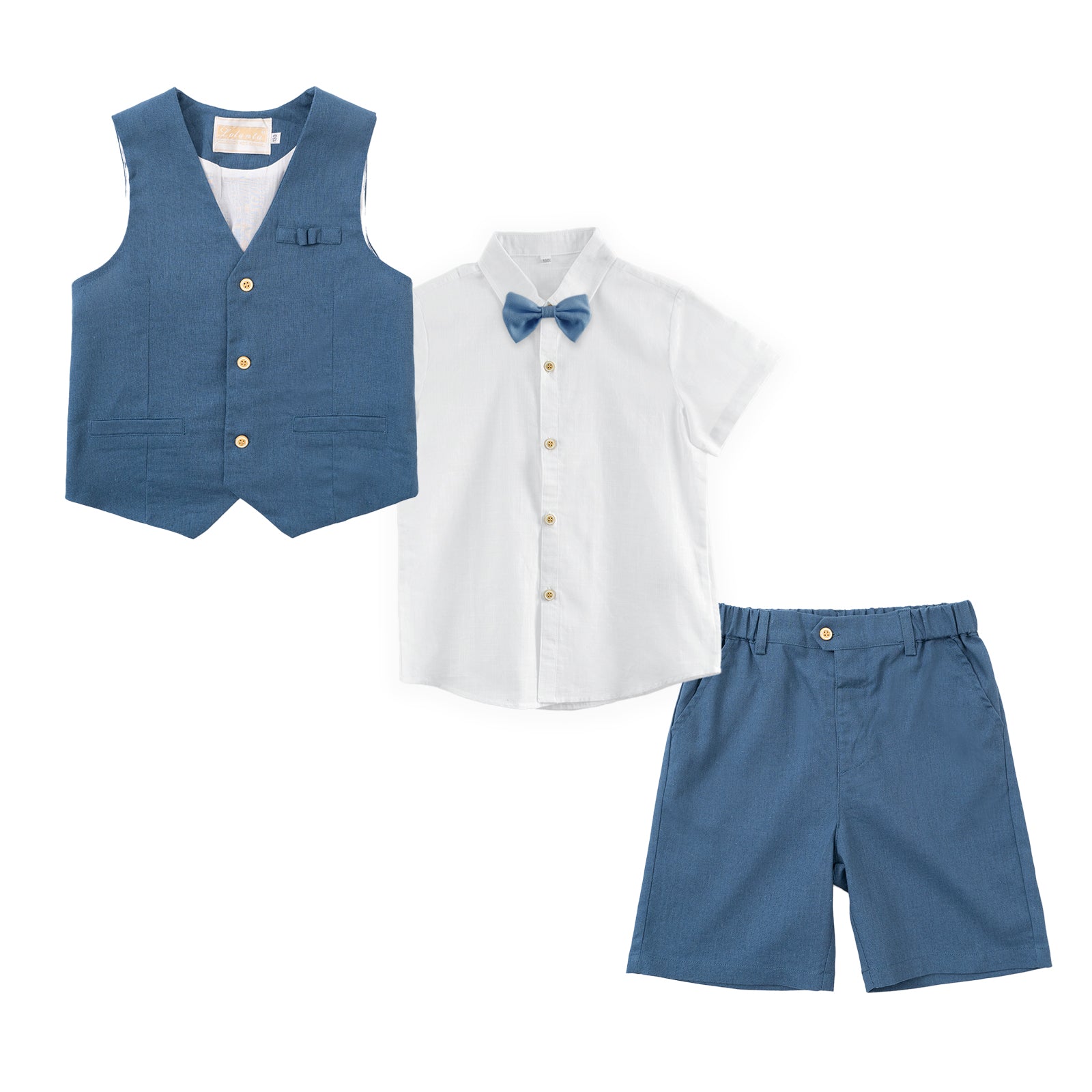Boys Linen Suit 4 Piece Summer Gentleman Outfit
