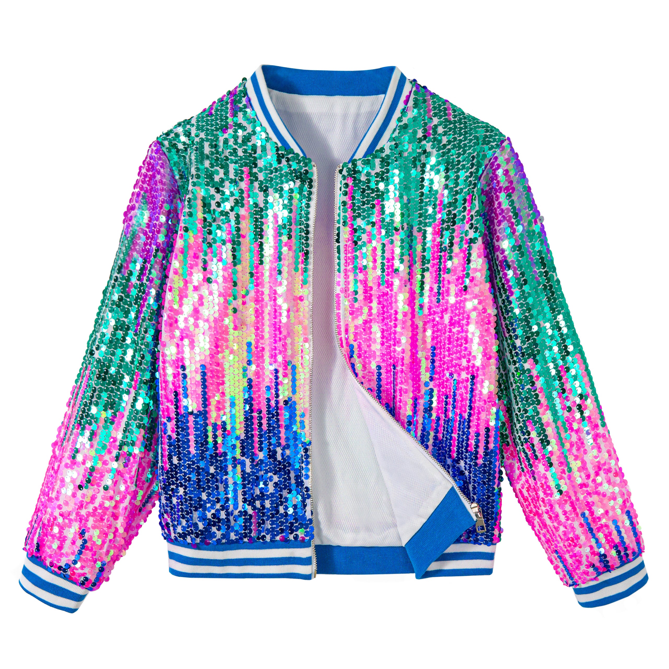 Girls Sequin Jacket Long Sleeve Kids Bomber Coats