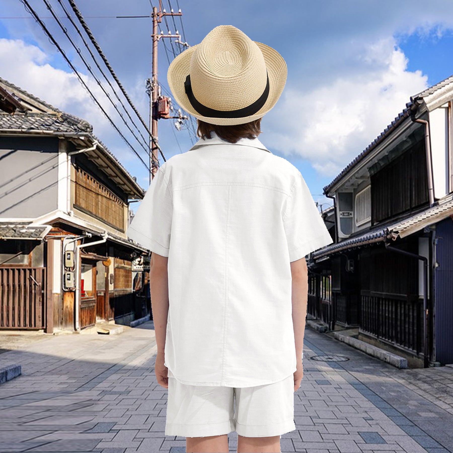 Boys 2 Pieces Linen Set kids Summer Vacation Outfits