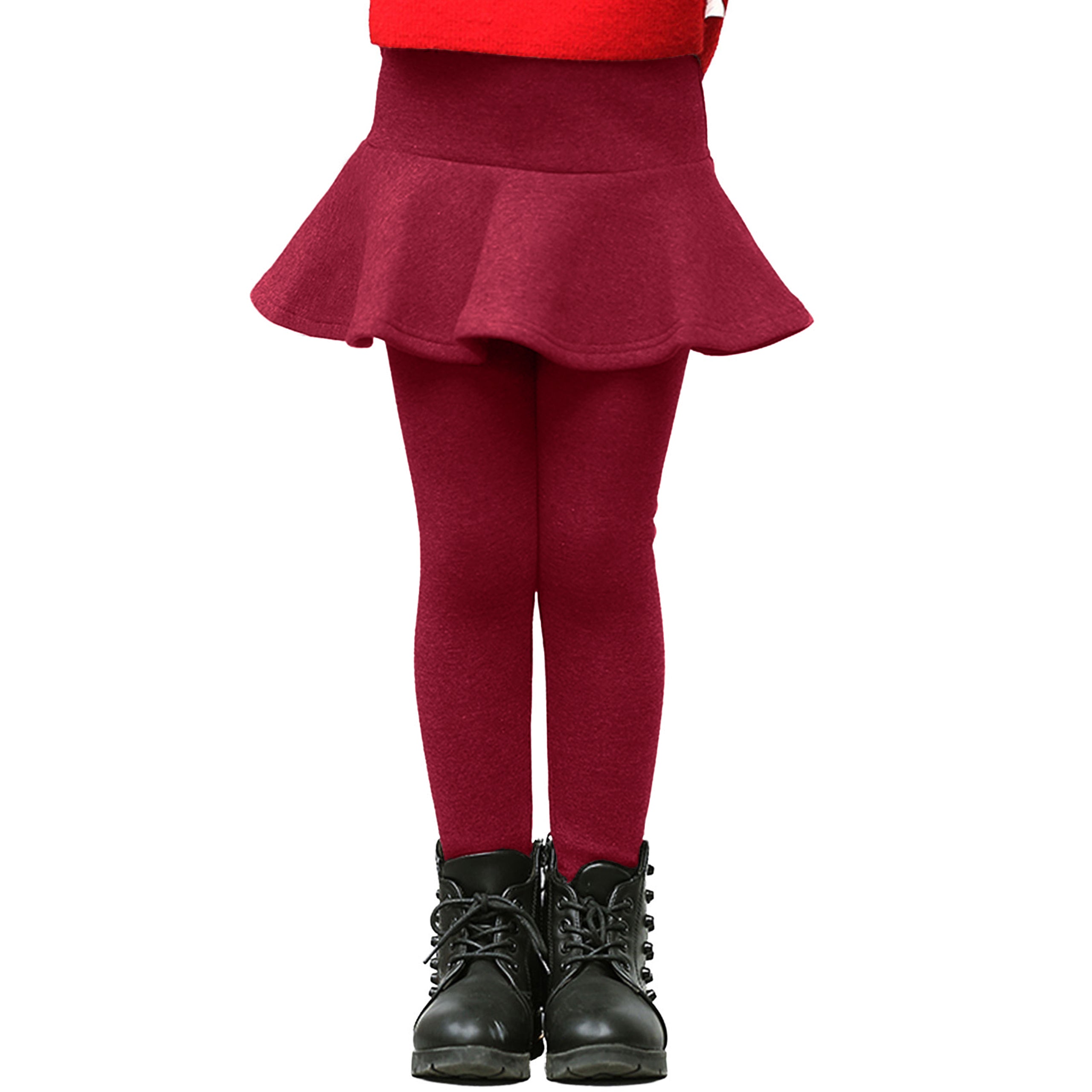 Girl's Fleece Lined Leggings with Skirt Warm Winter Snow Pants