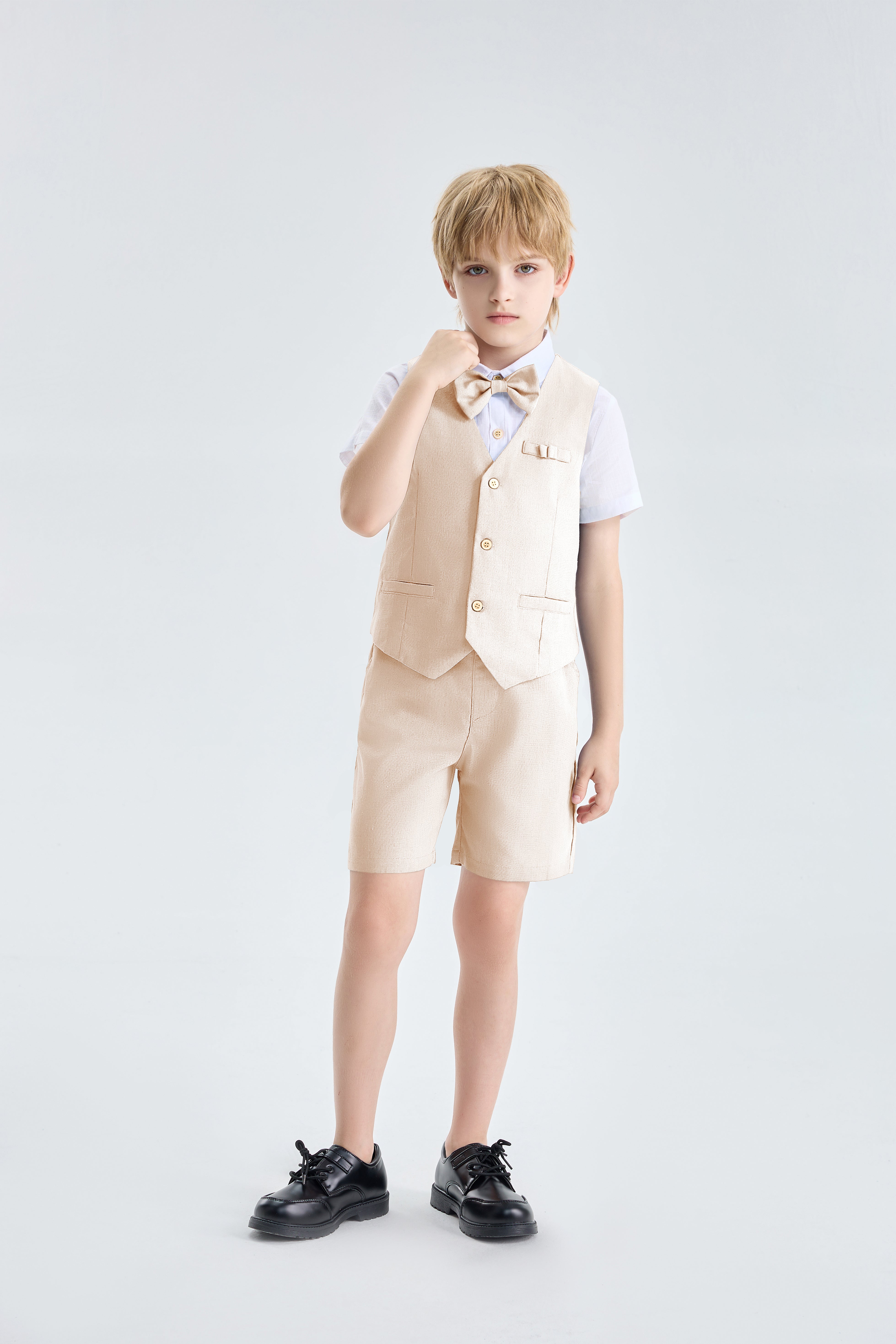 Boys Linen Suit 4 Piece Summer Gentleman Outfit