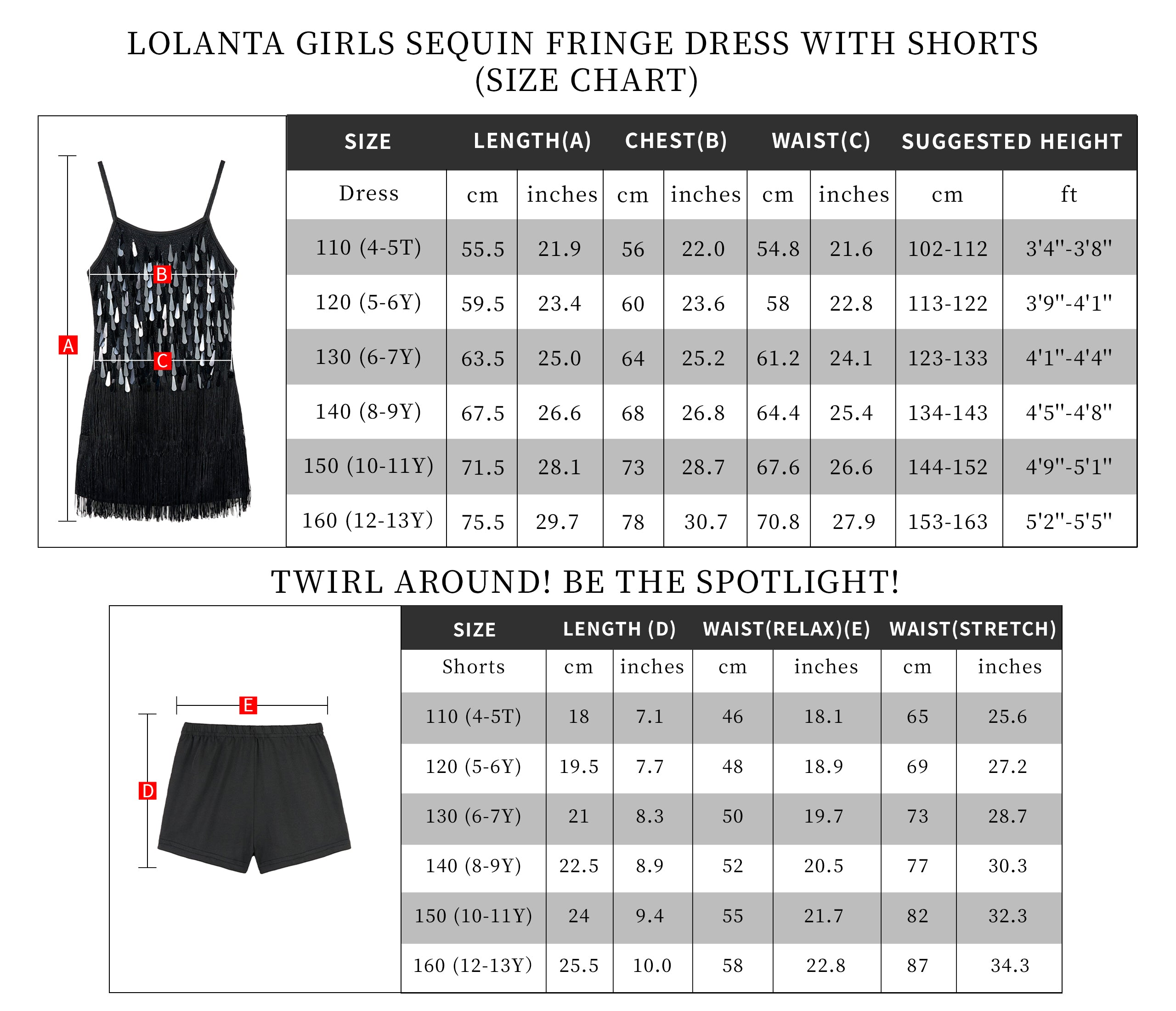Girls 2Pcs Sequin Fringe Dress