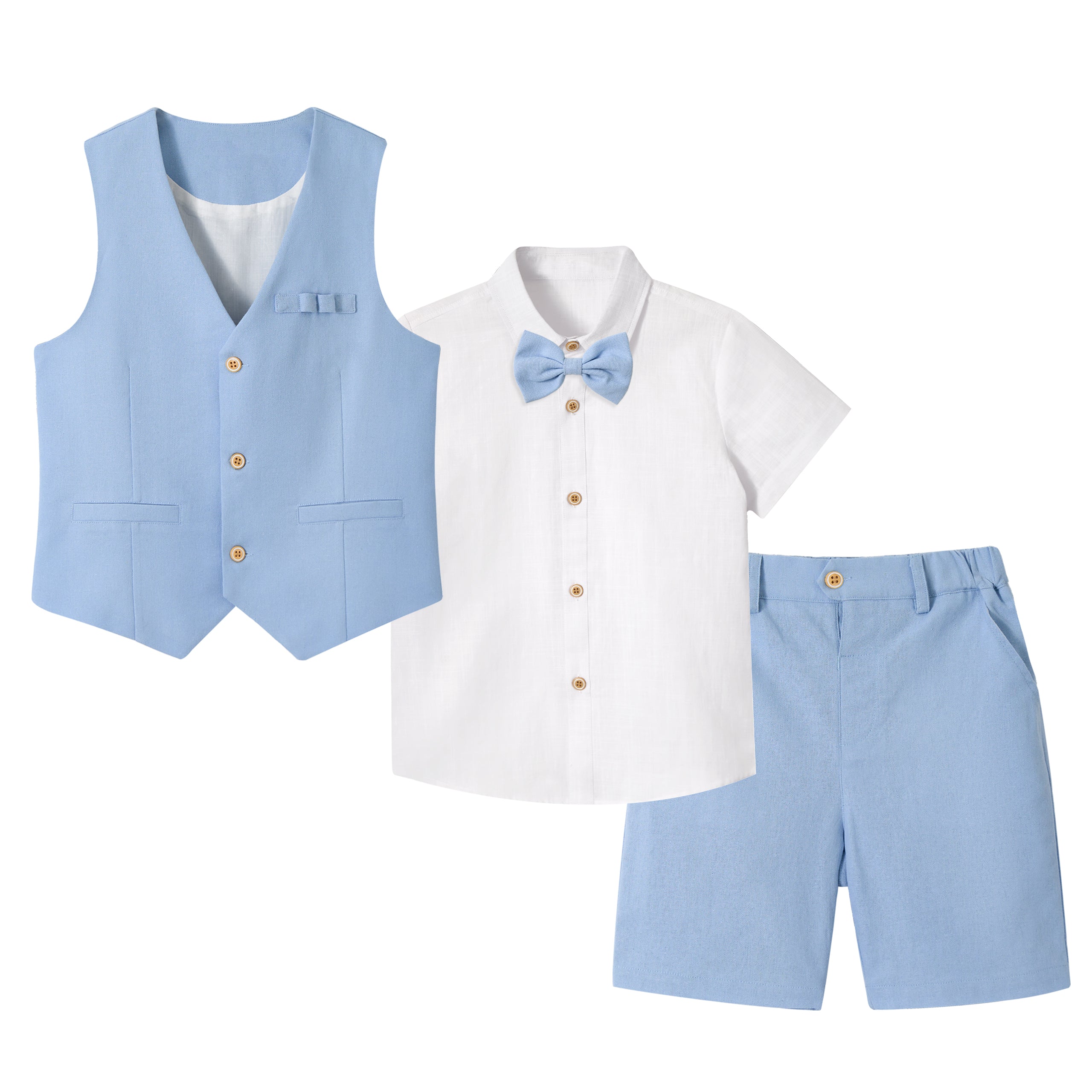 Boys Linen Suit 4 Piece Summer Gentleman Outfit