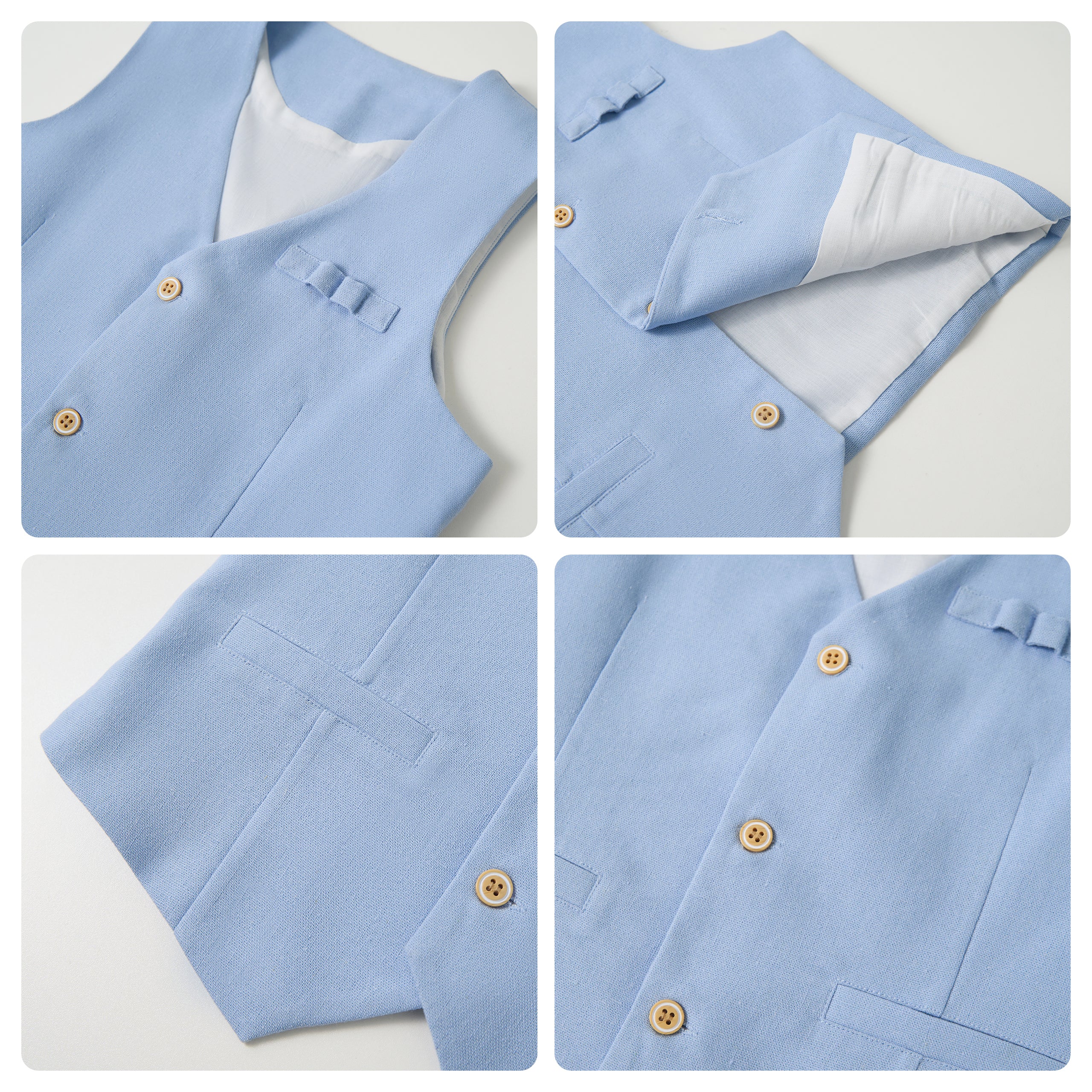 Boys Linen Suit 4 Piece Summer Gentleman Outfit