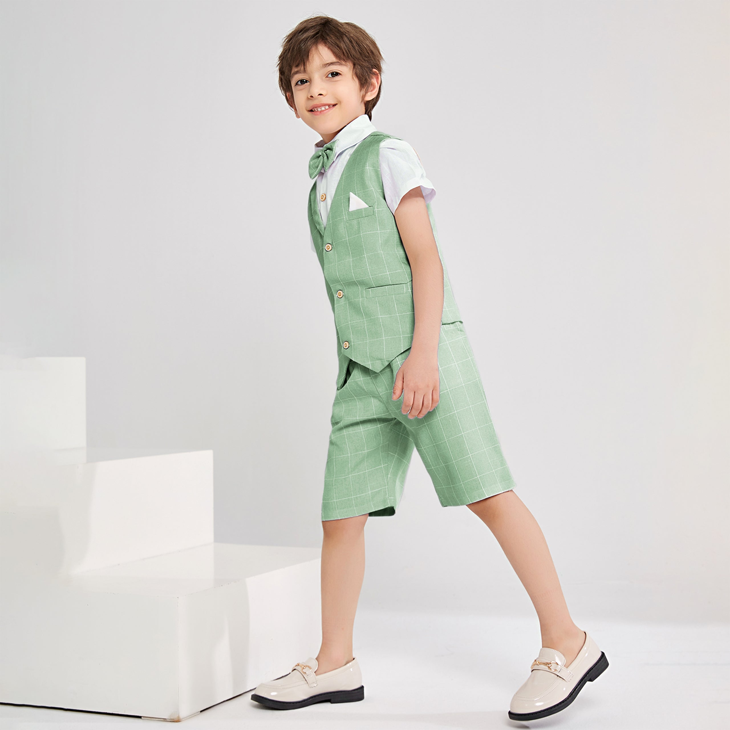 4Pcs Boy Weste Kurzarm Sommer Formal Business Anzug