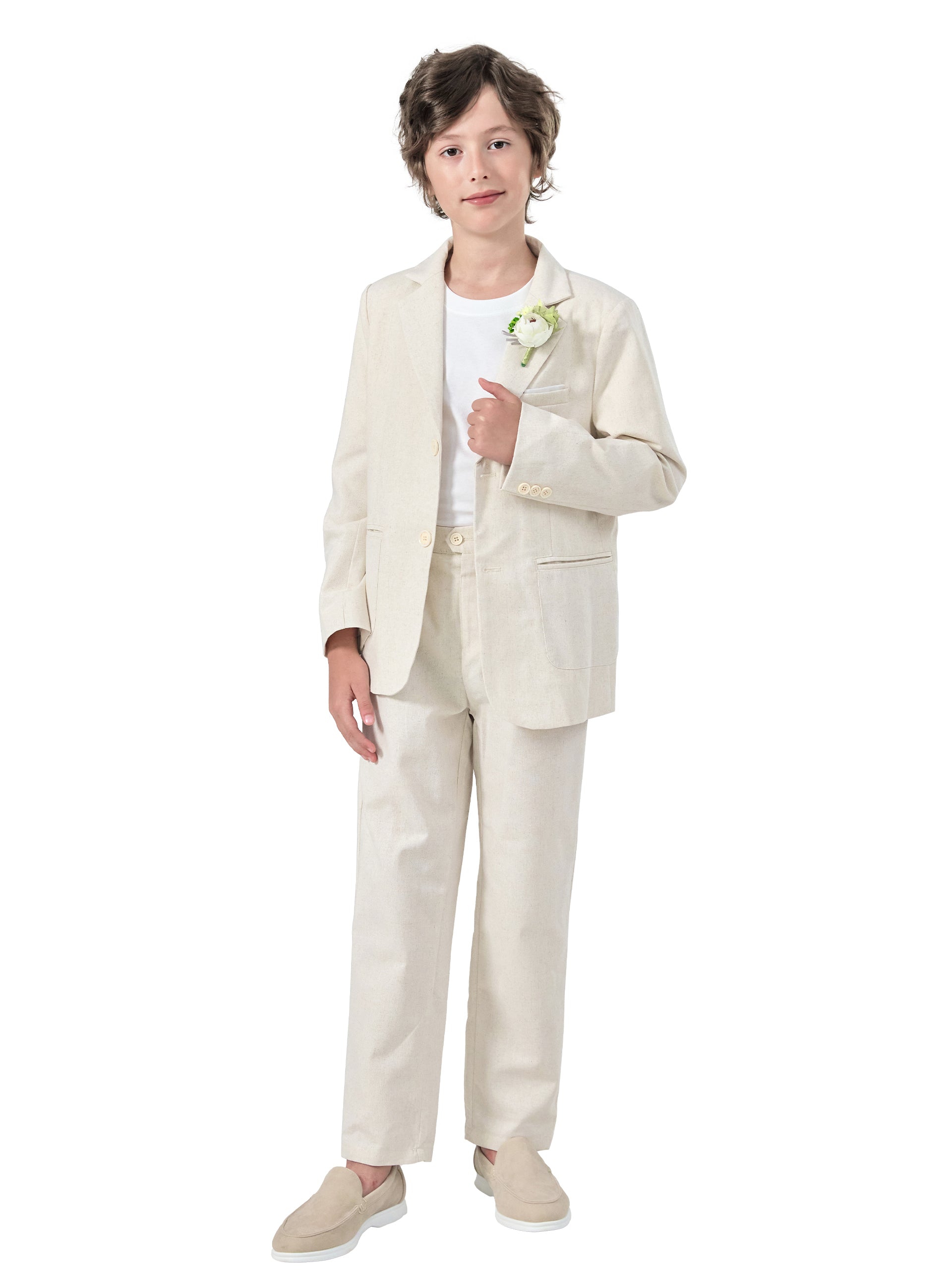 Boys Linen Suit Slim Fit Kids Lightweight Suit