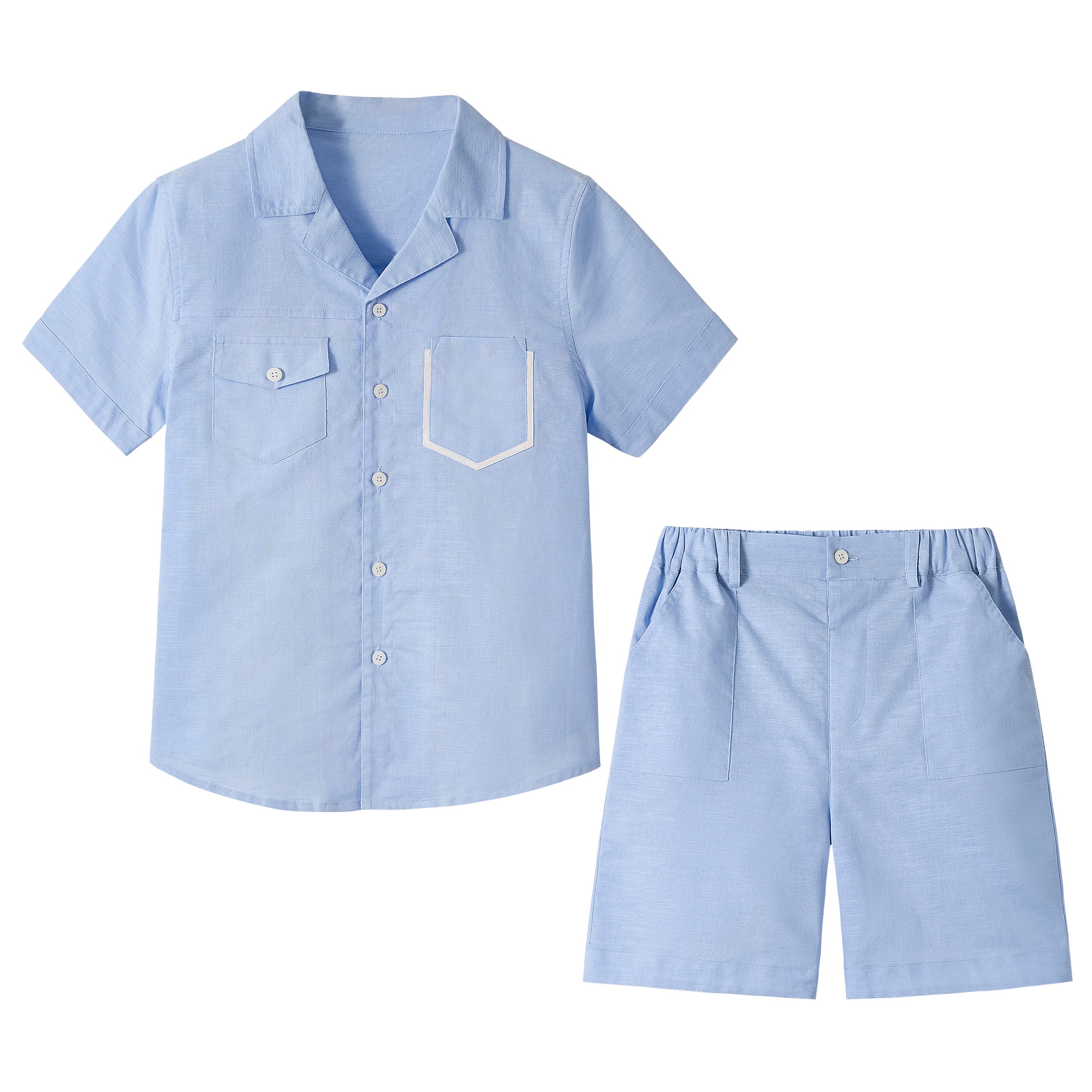 Boys 2 Pieces Linen Set kids Summer Vacation Outfits