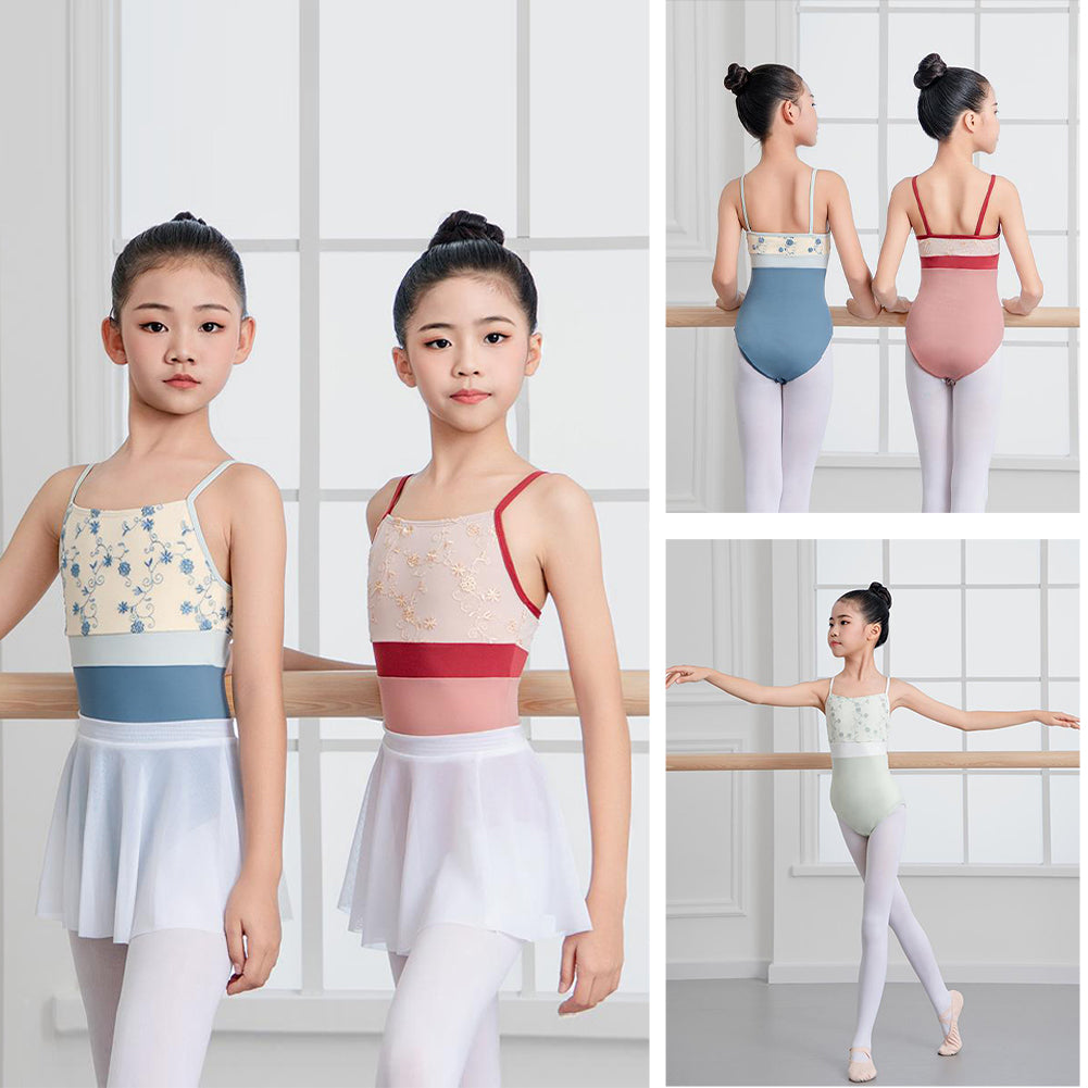 Girls’ Ballet Dancewear Camisole Leotard Mesh Skirt 2-Piece Set
